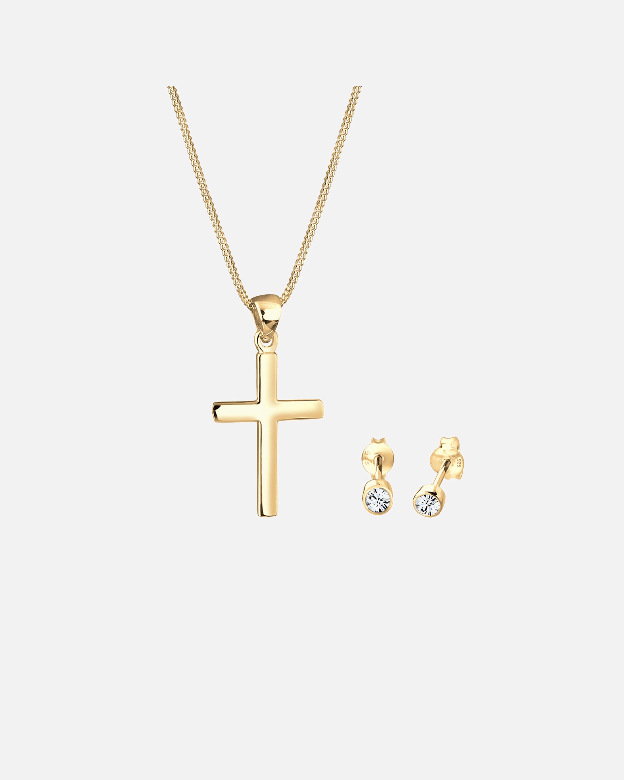 Set Gioielli di Femmina Elli Ciondolo a Croce con spina di Cristalli in Argento Sterling 925 golfarben