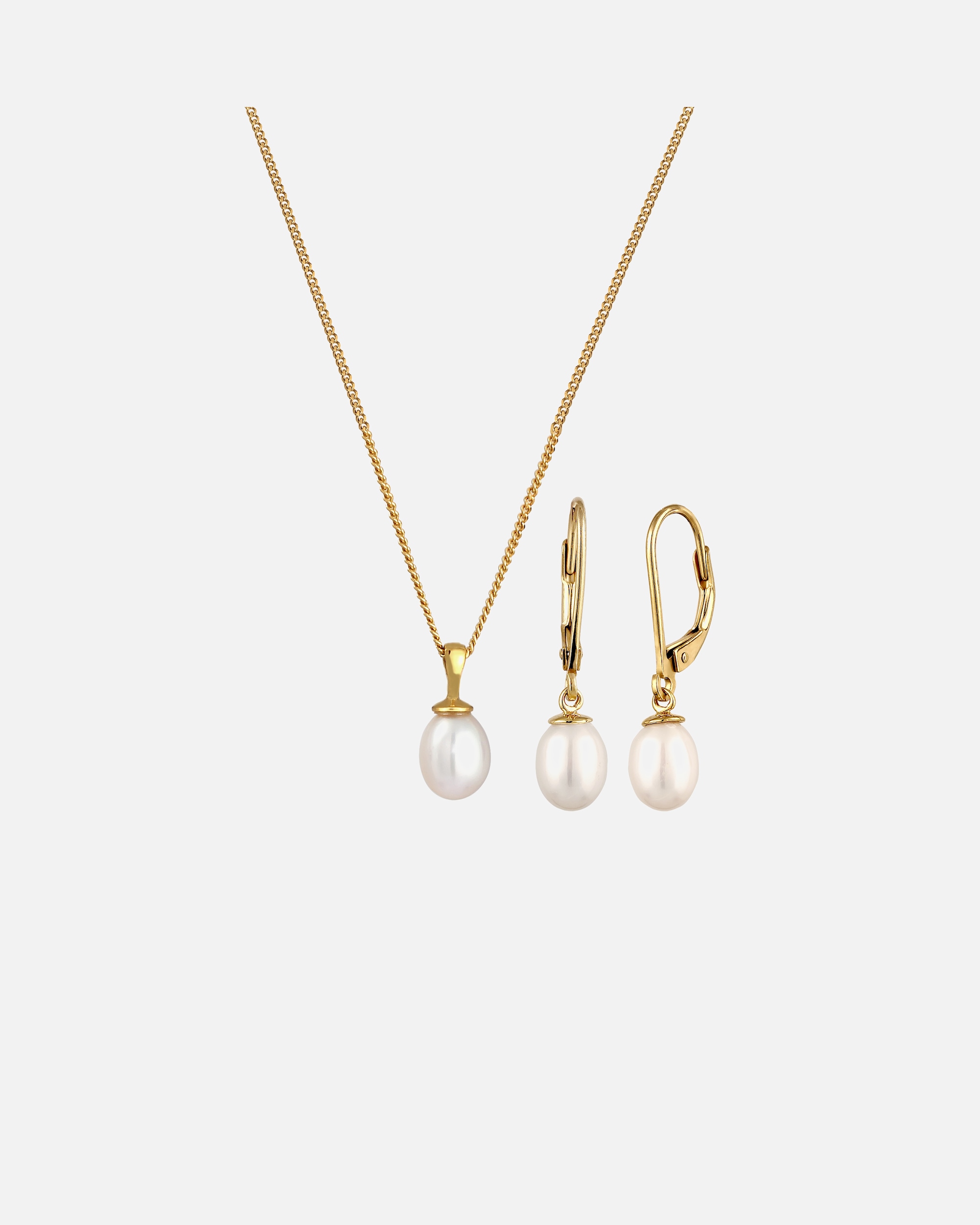 Set Gioielli di Femmina Elli Set con perle Perle d'acqua dolce coltivate Bianche 925 Sterling Silver golfarben