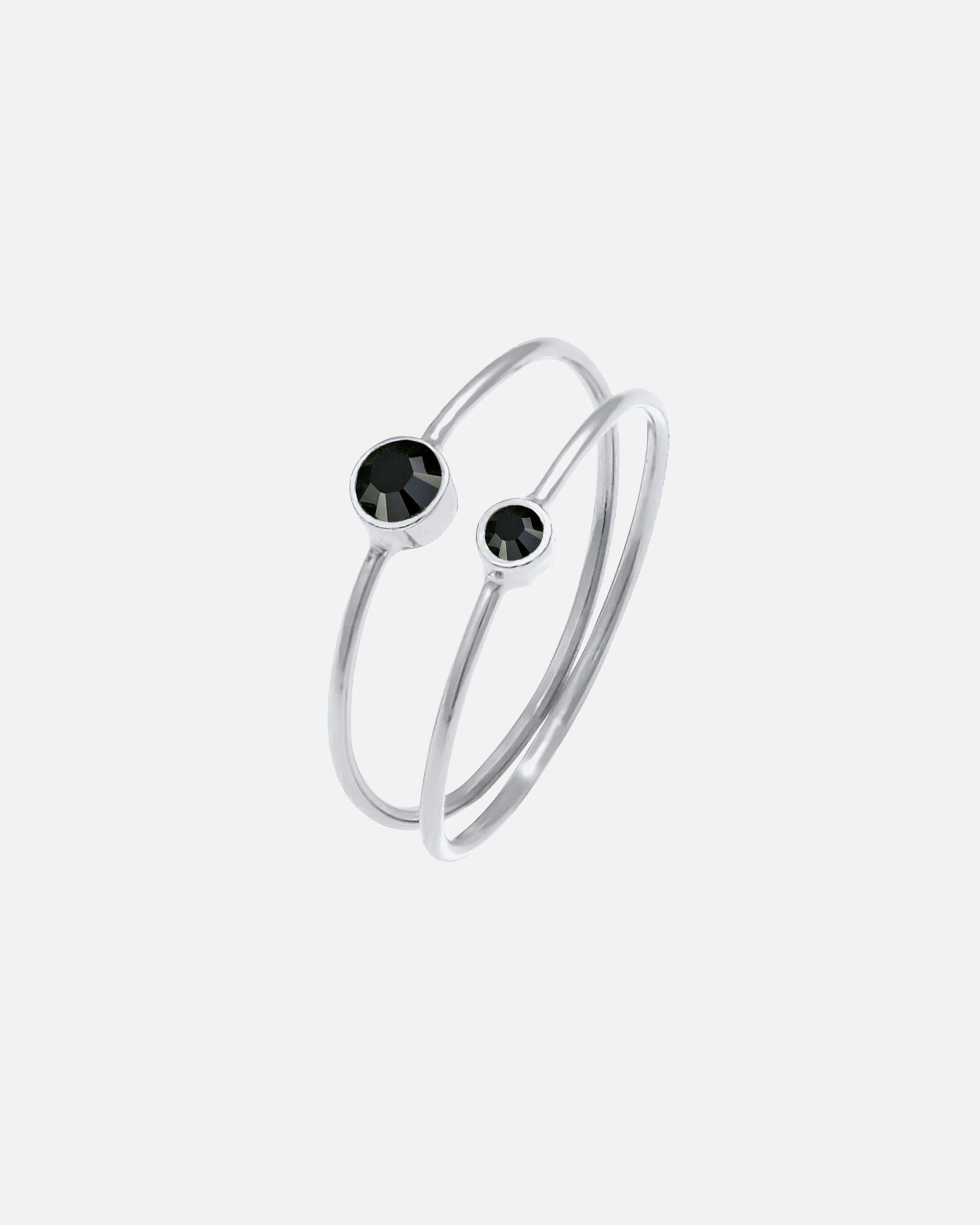 Anello di Femmina Elli Set Filigrana con Cristalli Nero in Argento Sterling 925 44