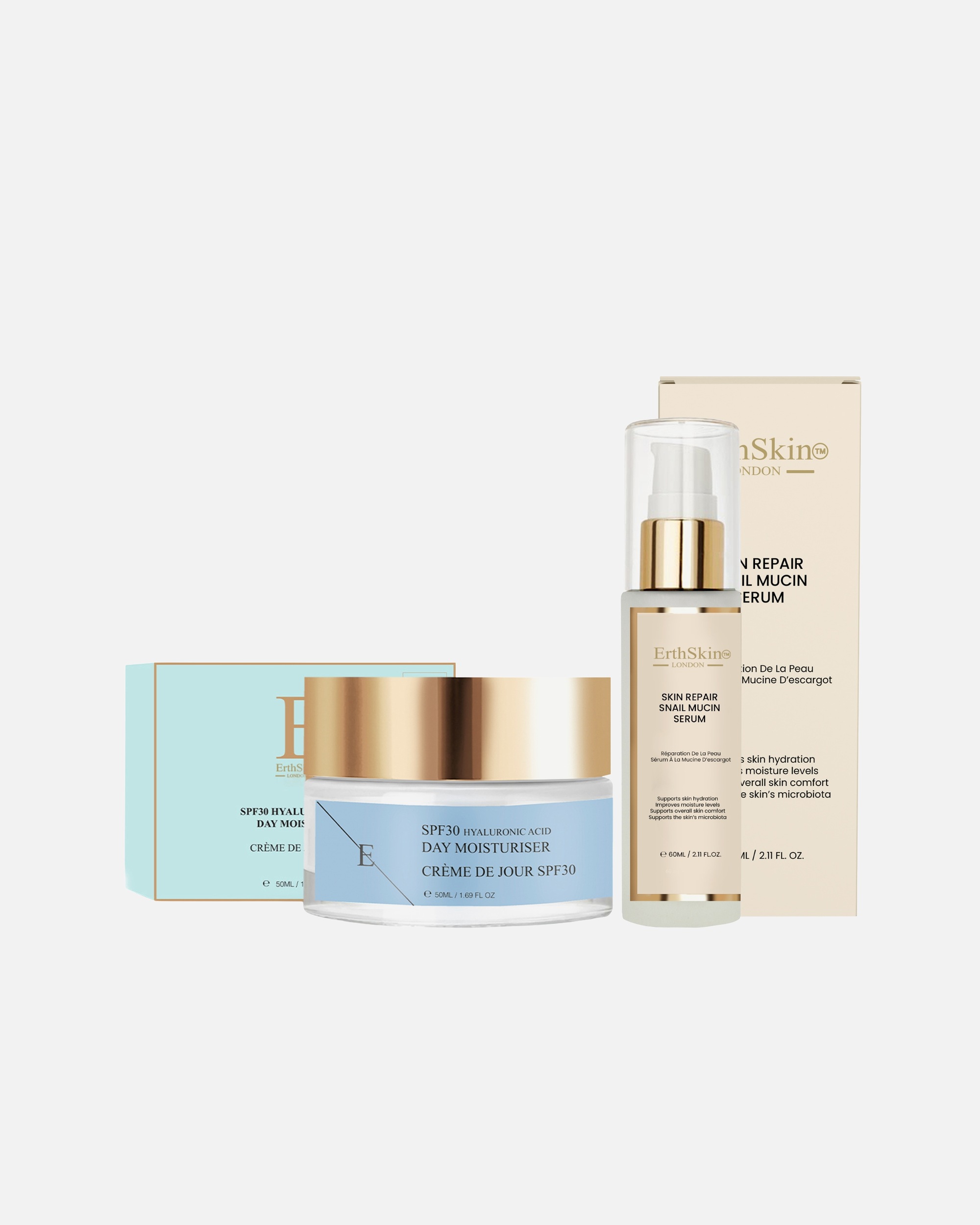di Unisex ErthSkin London Siero riparatore alla bava di lumaca + crema giorno SPF 30 1 pezzo