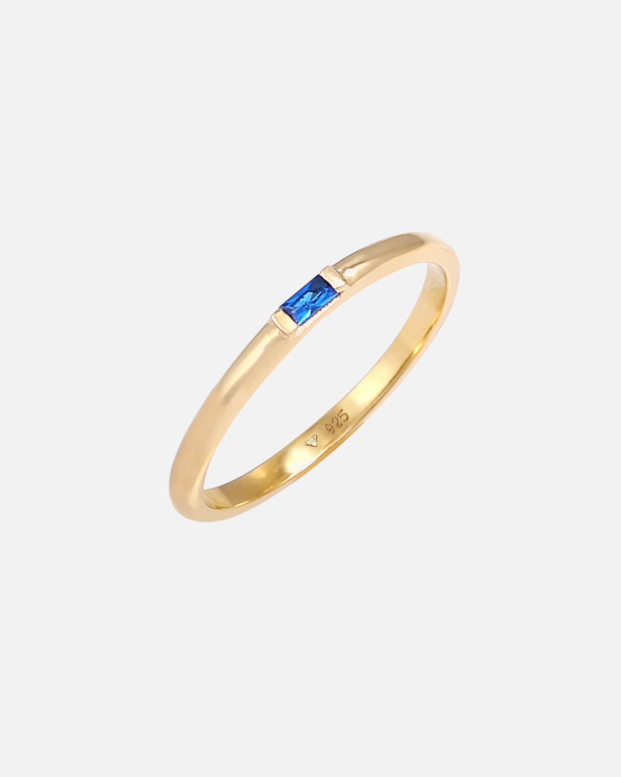 Anello di Femmina Elli PREMIUM Argento Sterling 925 dorato con zaffiro sintetico rettangolare semplice 52