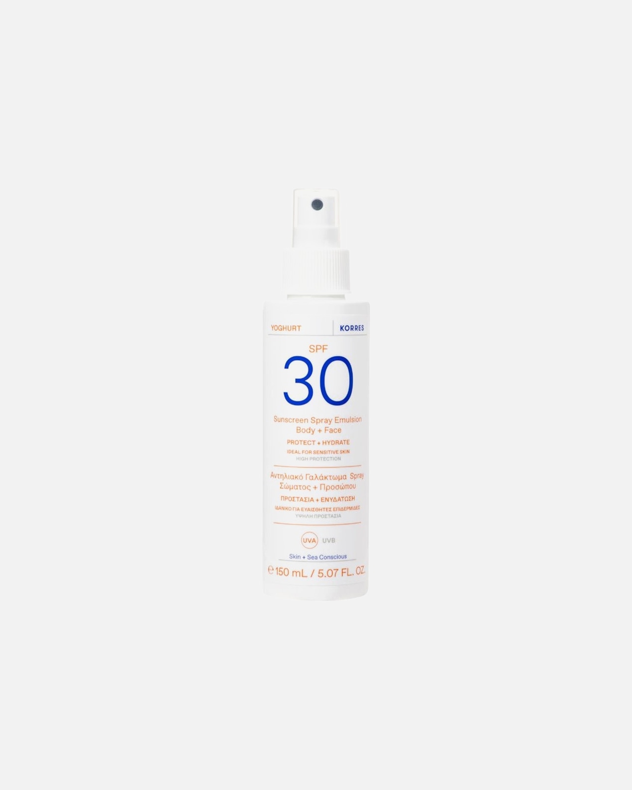 Crema solare di Femmina KORRES Emulsione solare spray allo yogurt per viso e corpo SPF30 150 ml