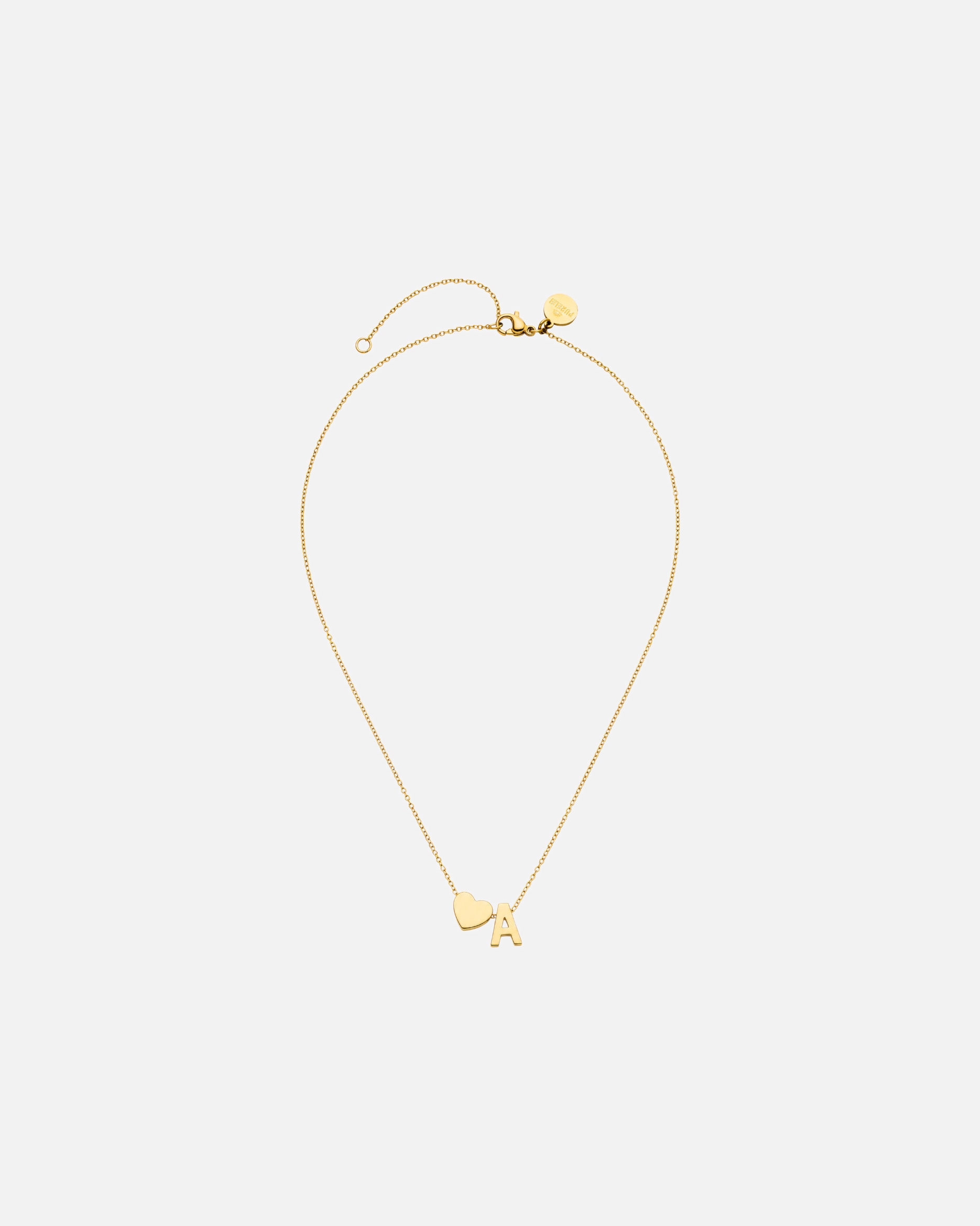 Collana di Unisex Purelei Letter Heart A Collana 100% acciaio inossidabile Oro