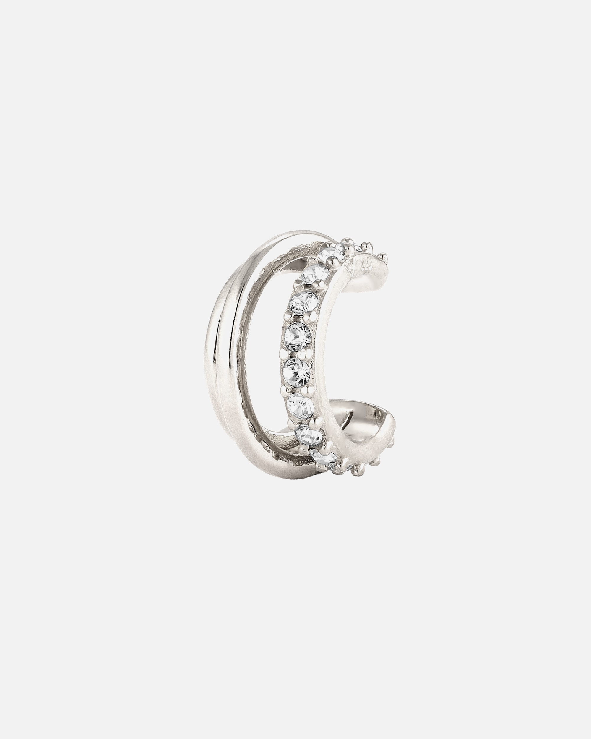 Orecchini di Femmina Elli Earcuff Single with Stone Cristalli Vetro Bianco 925 Sterling Silver silberfarben