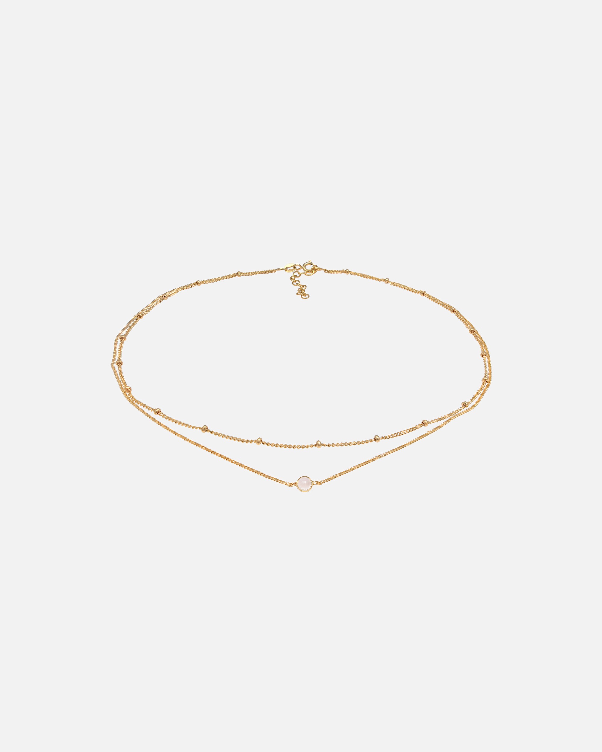 Collana di Femmina Elli Choker Layer Look Look Palla Catena Collana a catena con quarzo rosa in argento sterling 925 placcato oro 925 goldfarben