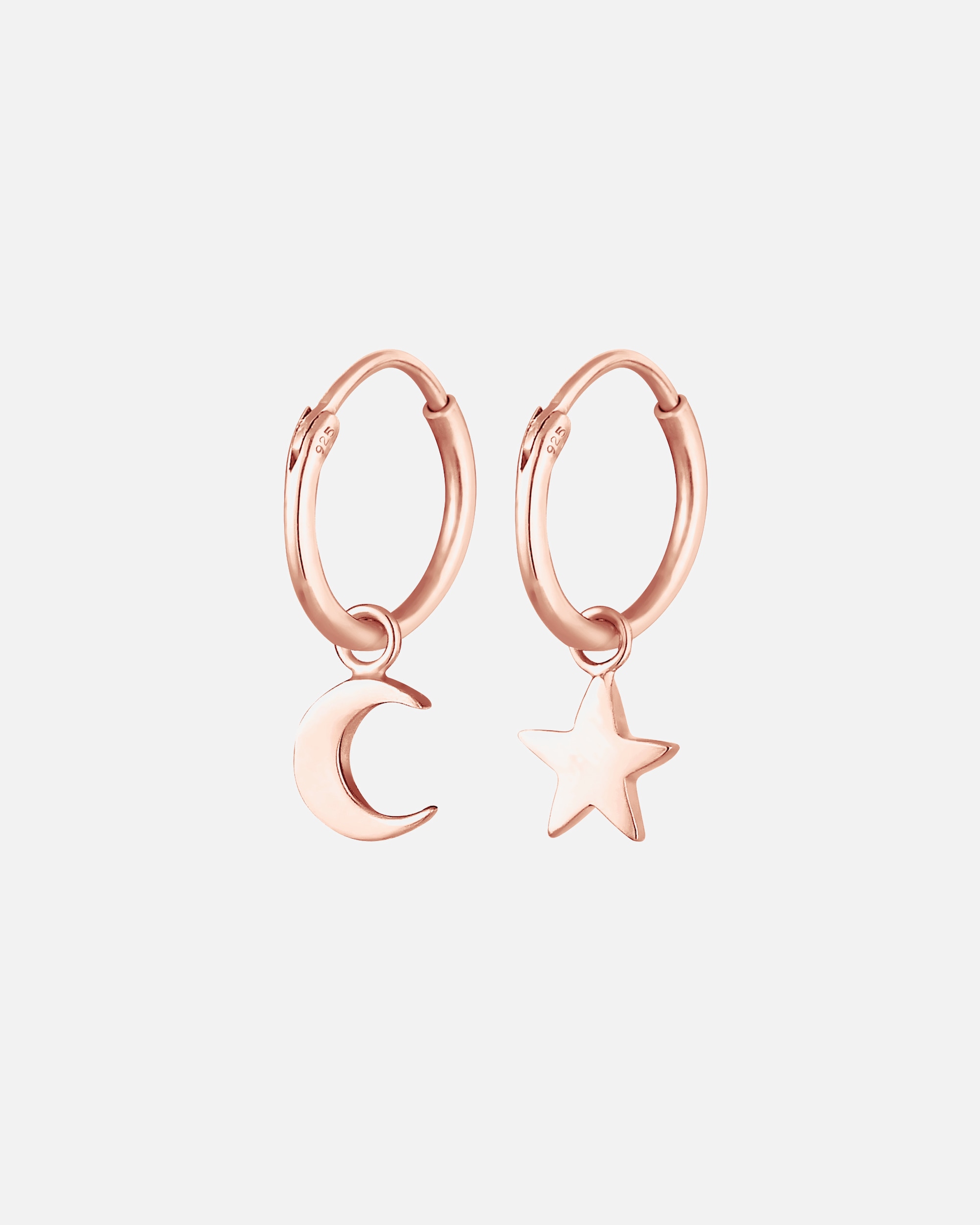 Orecchini di Femmina Elli Creoli Stella Mezzaluna Astro Trend in Argento Sterling 925 rosefarben