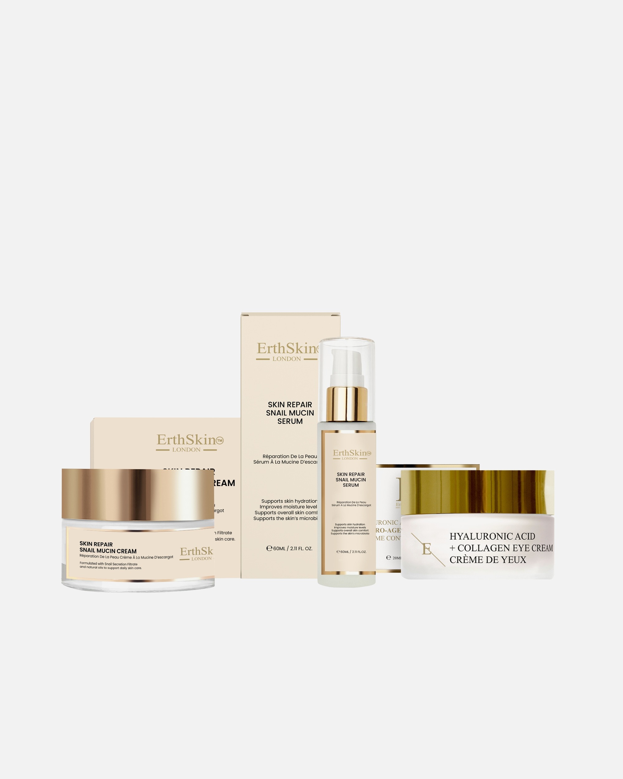 di Unisex ErthSkin London Crema riparatrice alla bava di lumaca + Siero alla bava di lumaca + Crema contorno occhi anti-età 1 Stück