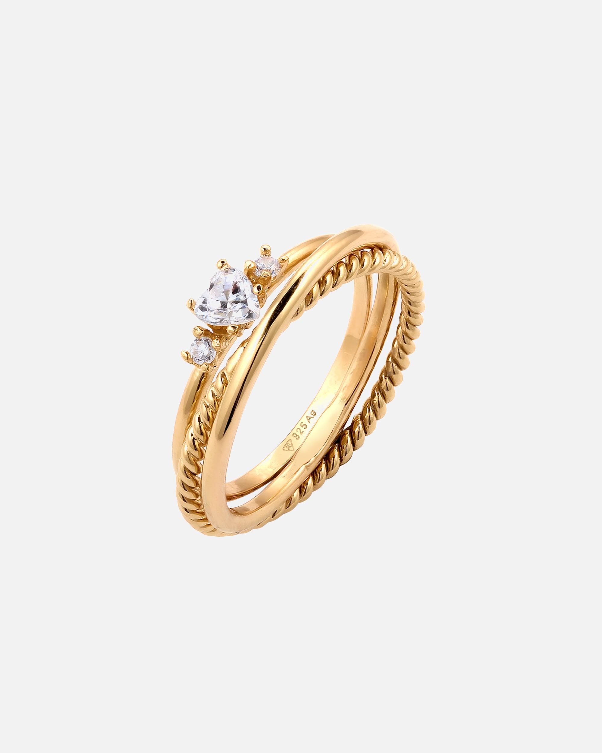 Anello di Femmina Elli Anello Cuore Zirconia Bianca 925 Sterling Silver 54