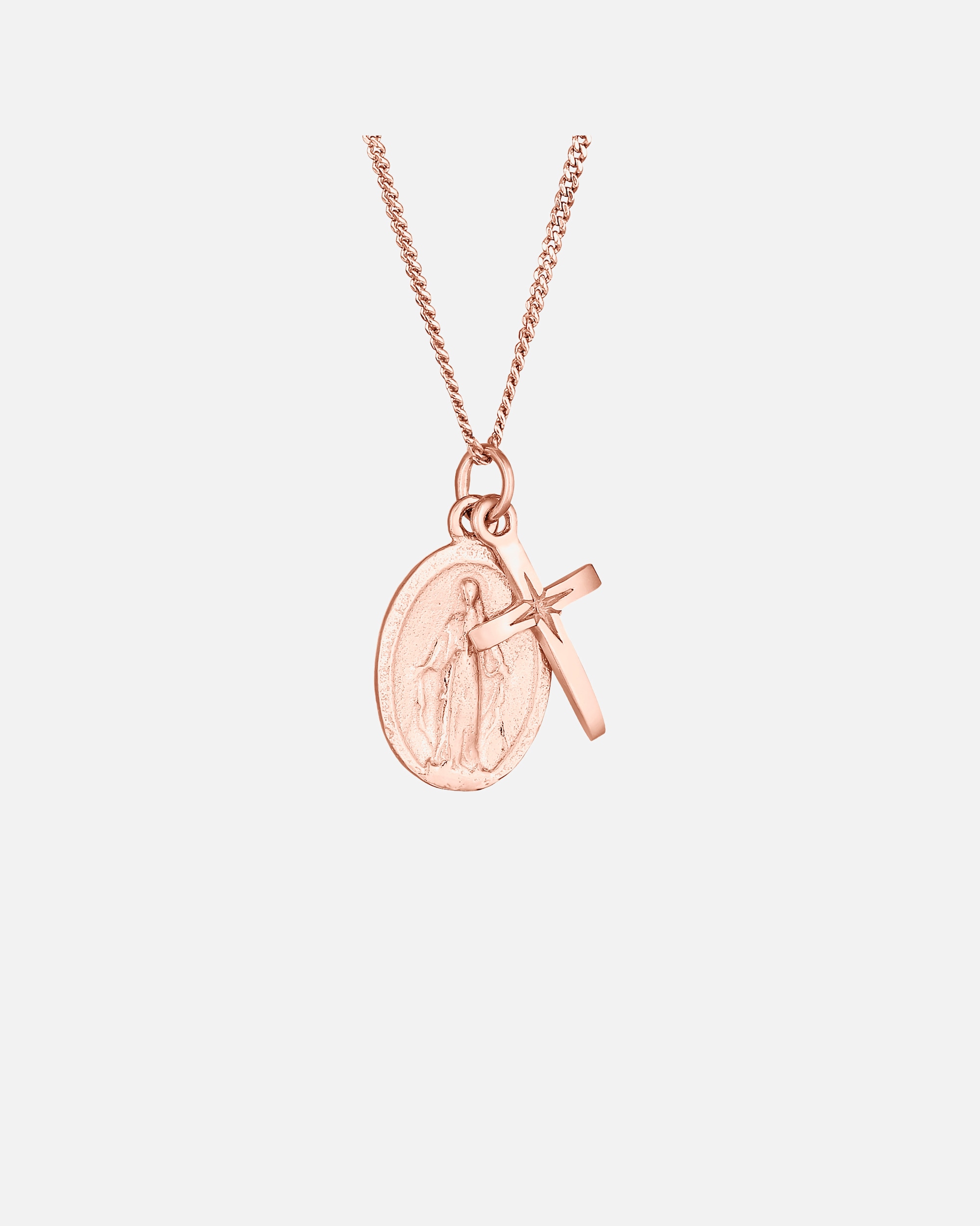 Collana di Femmina Elli Immagine di Maria Ciondolo Croce Spirituale in Argento Sterling 925 45