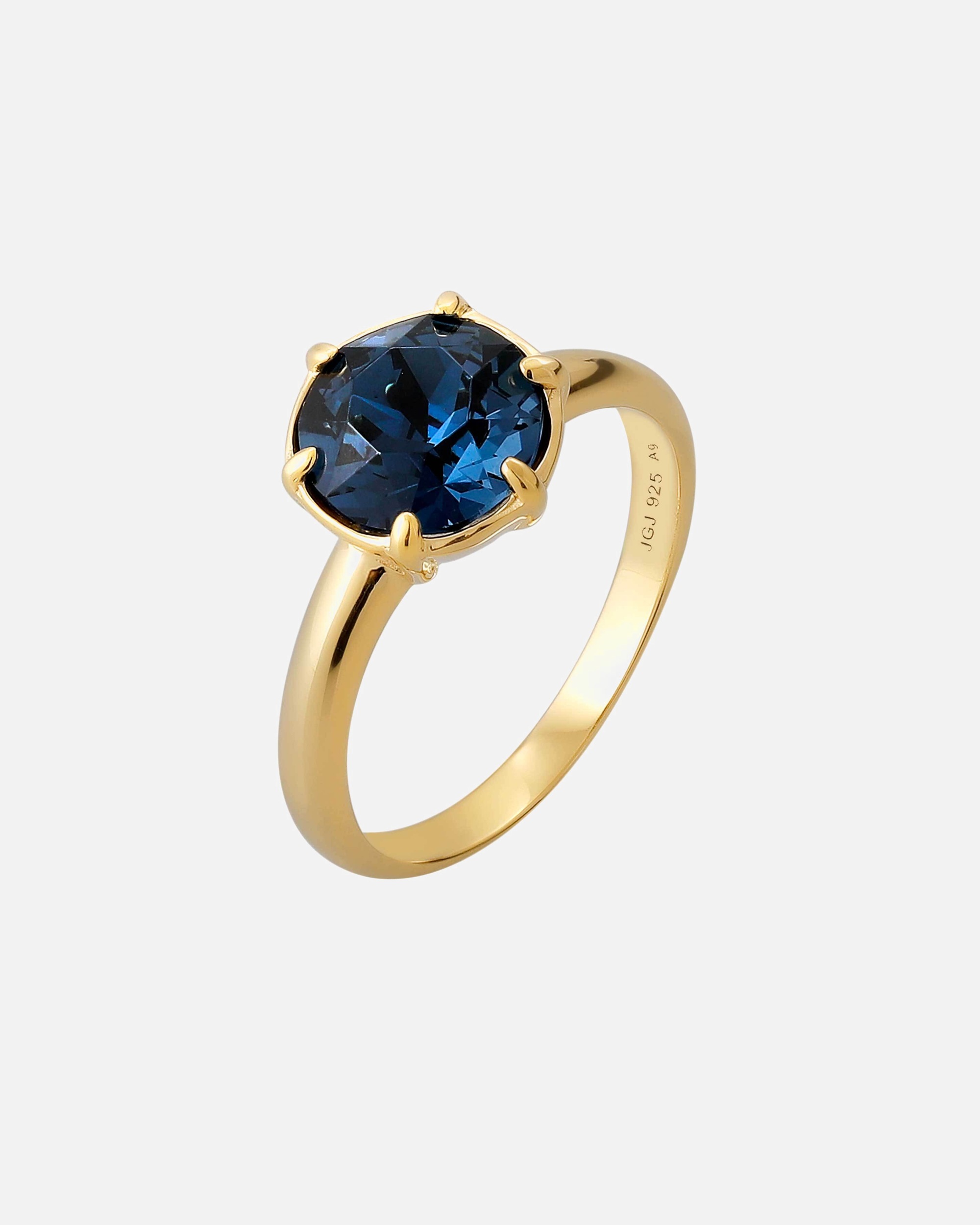 Anello di Femmina Elli Anello Cristalli Vetro Blu 925 Sterling Silver Gold-plated 54