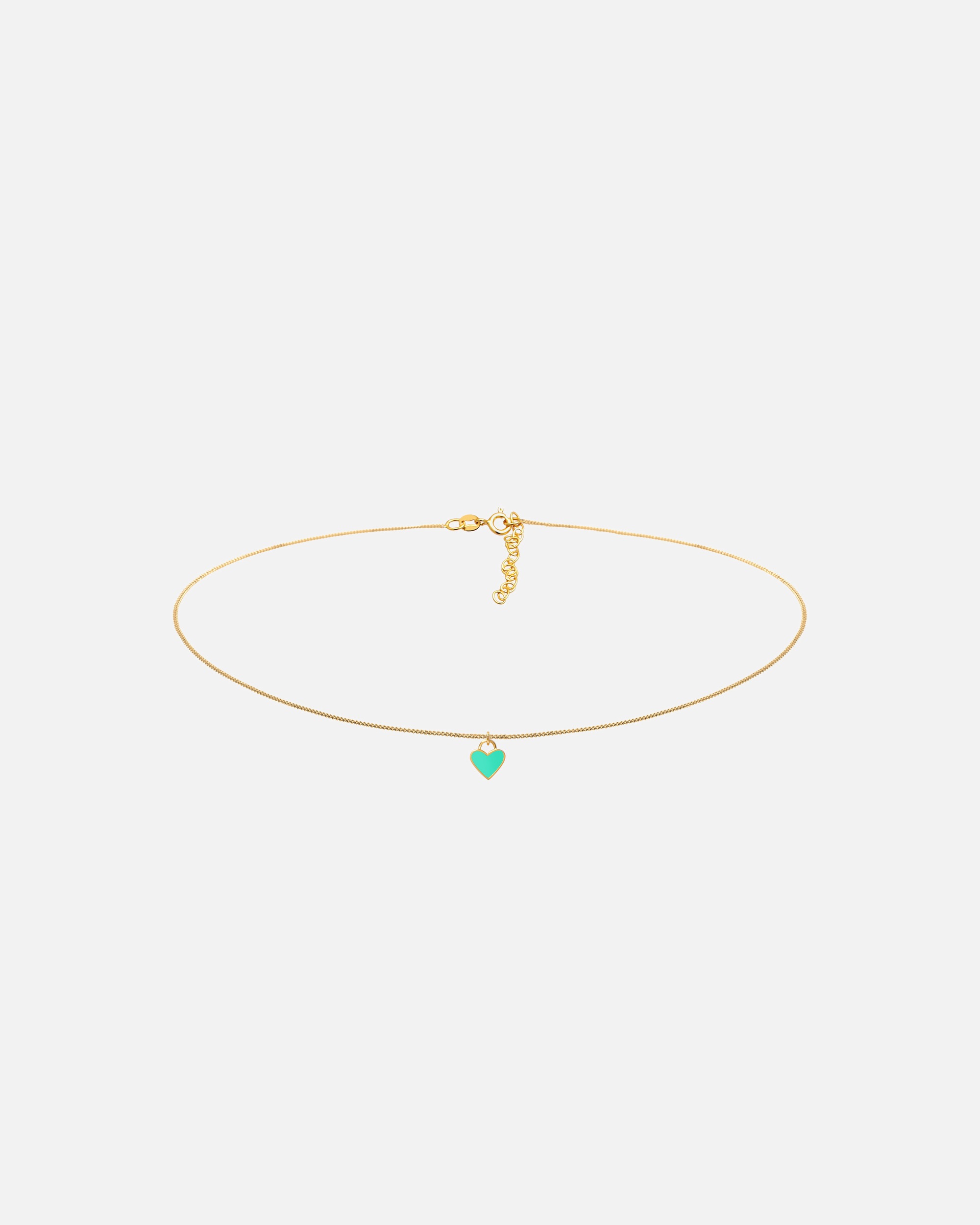 Collana di Femmina Elli Choker Cuore Ciondolo Trend Blogger in Argento Sterling 925 con Smalto Turchese