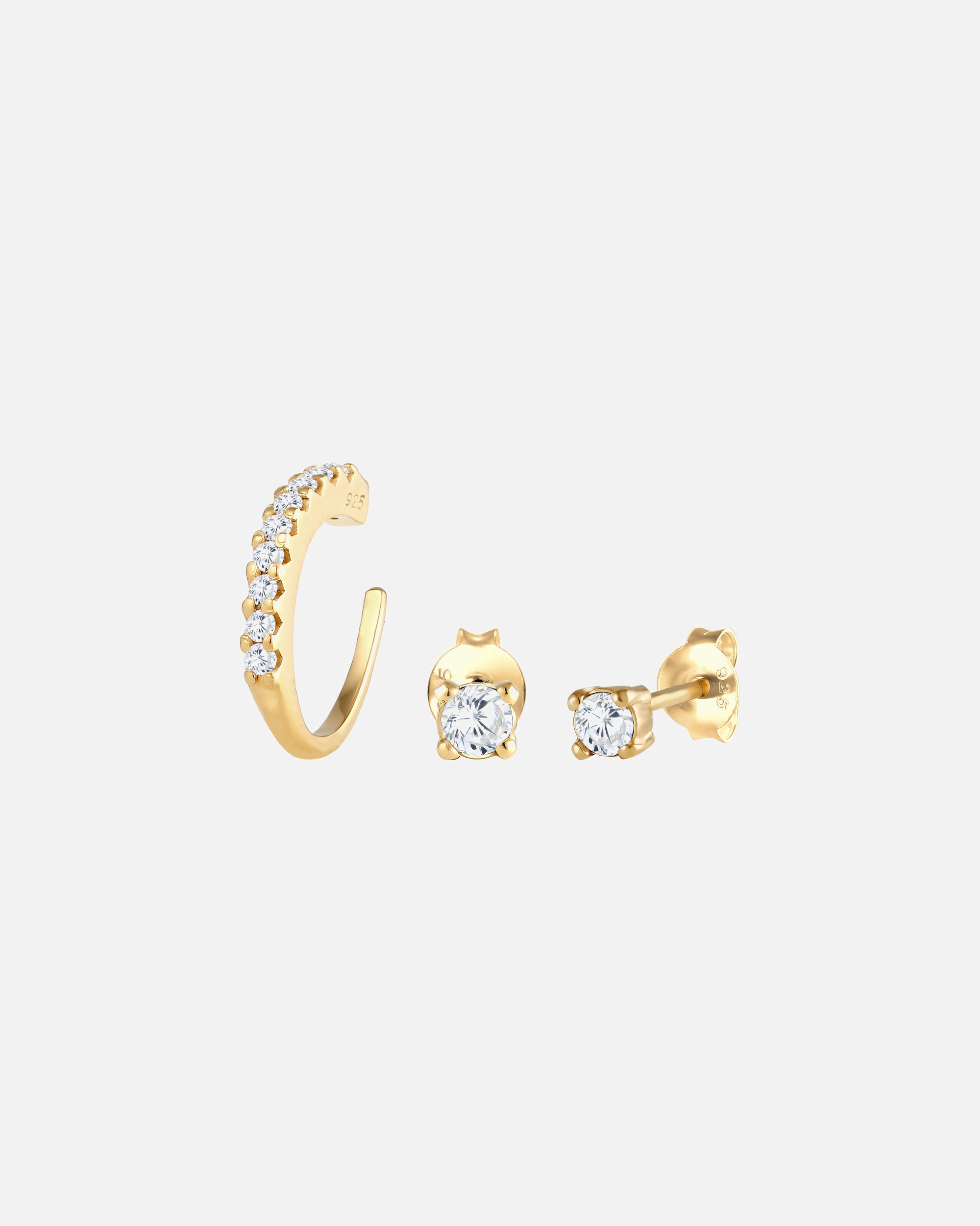 Orecchini di Femmina Elli Set di Orecchini Orecchini Auricolari Scintillanti con Cristalli di Zirconio in argento sterling 925 goldfarben