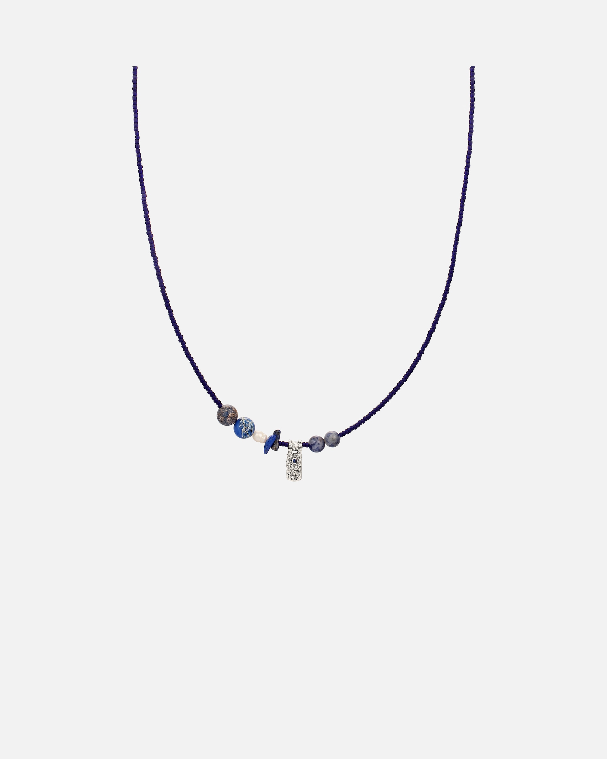 Collana di Maschio Haze & Glory Default Brand Line Collana uomo Lapis Lazuli Zaffiro sintetico Blu 925 Sterling Silver 50