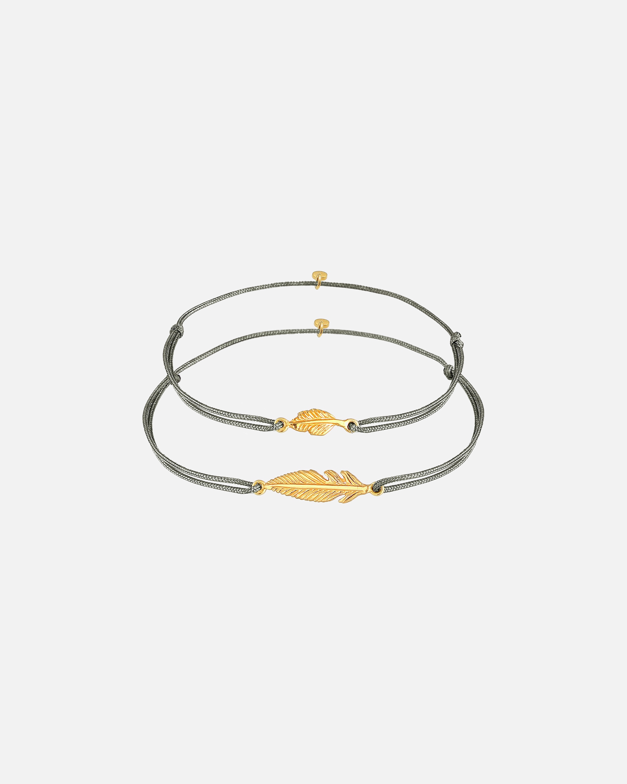 Braccialetto di Femmina Elli Mother Child Set Piuma Nylon Grey regolabile in Argento Sterling 925 Placcato Oro 16