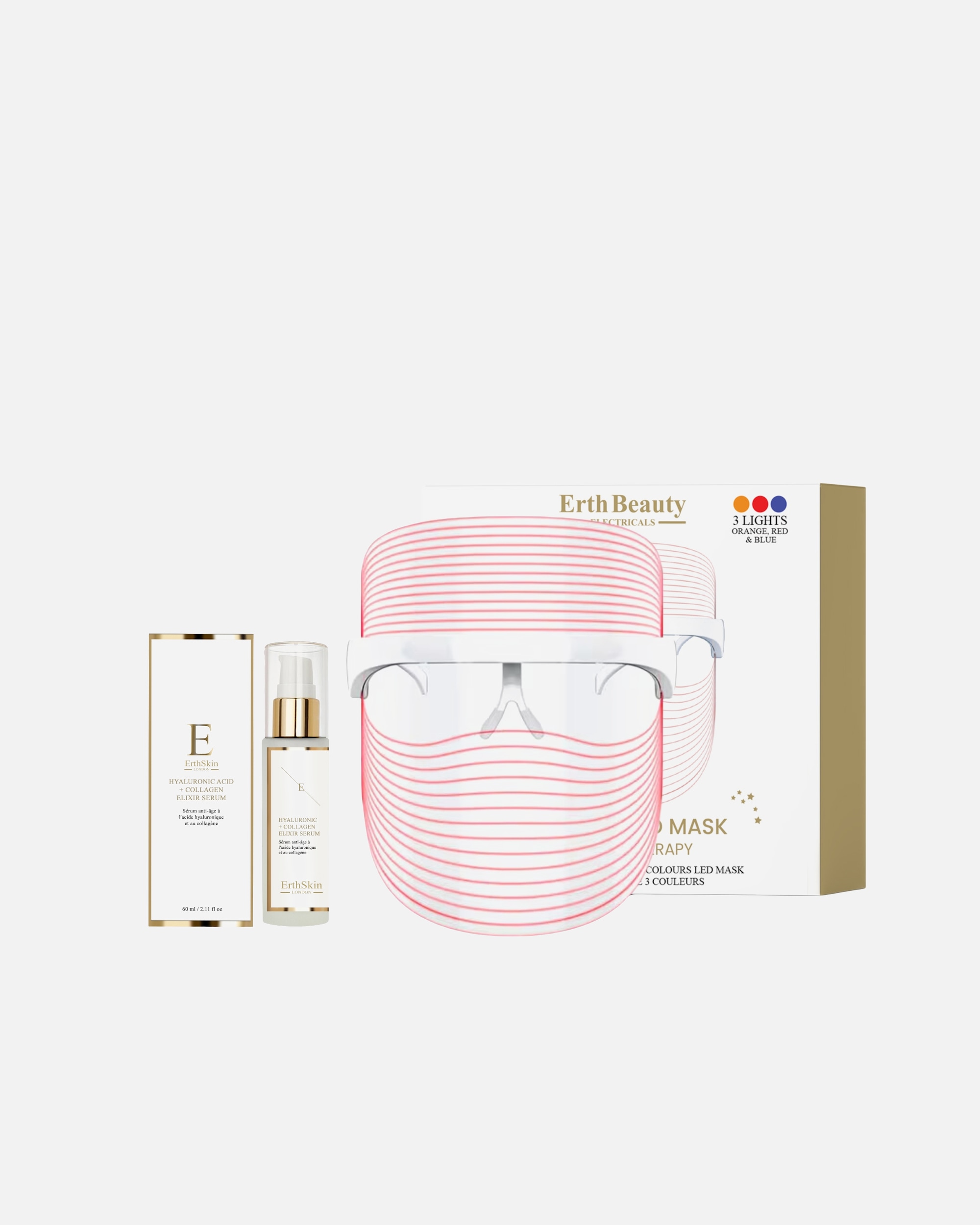 Dispotivo Massaggio Viso di Unisex ErthSkin London Maschera LED 3 Colori Duo Acido Ialuronico Collagene 1 Stück
