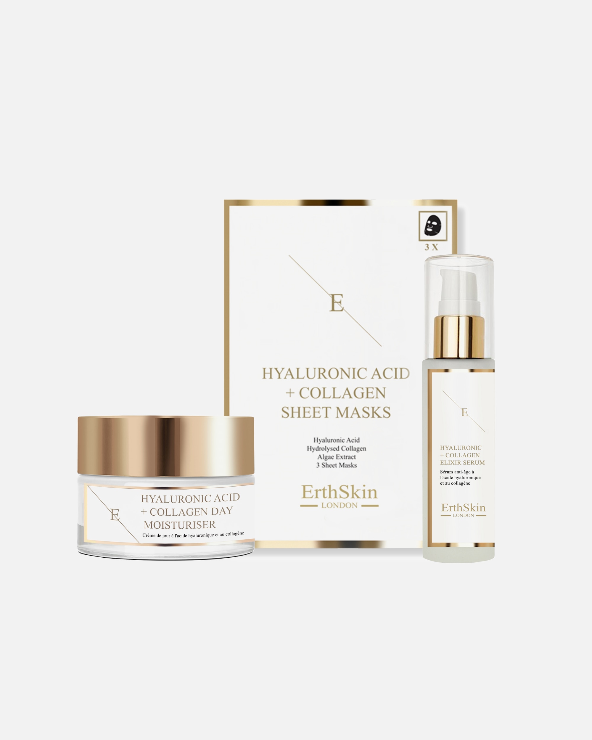 Set cura del viso di Femmina ErthSkin London Trio Hydra Lift Glow 1 pezzo