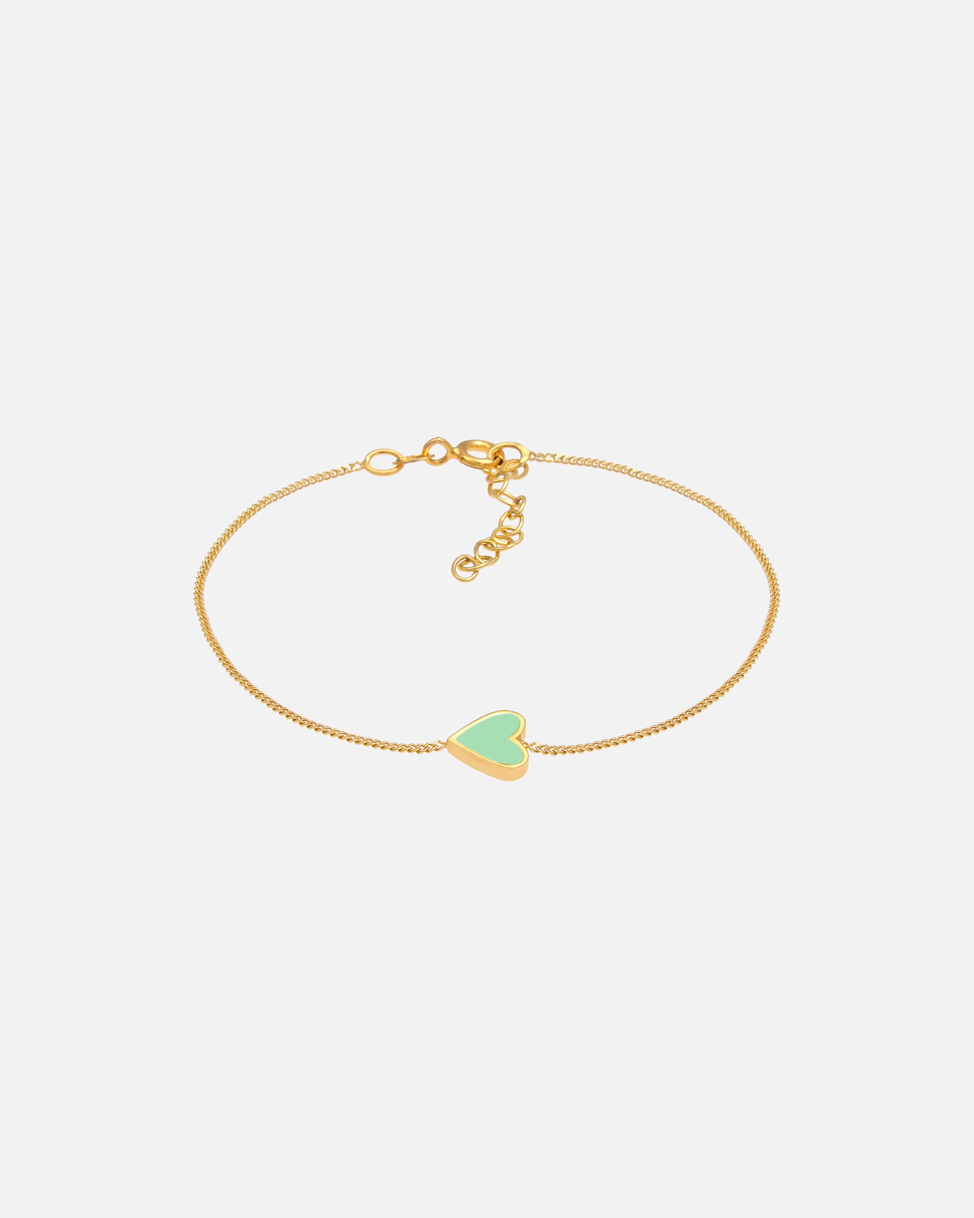 Braccialetto di Femmina Elli Heart Amore Turchese Summer regolabile in argento sterling 925 placcato oro Verde chiaro