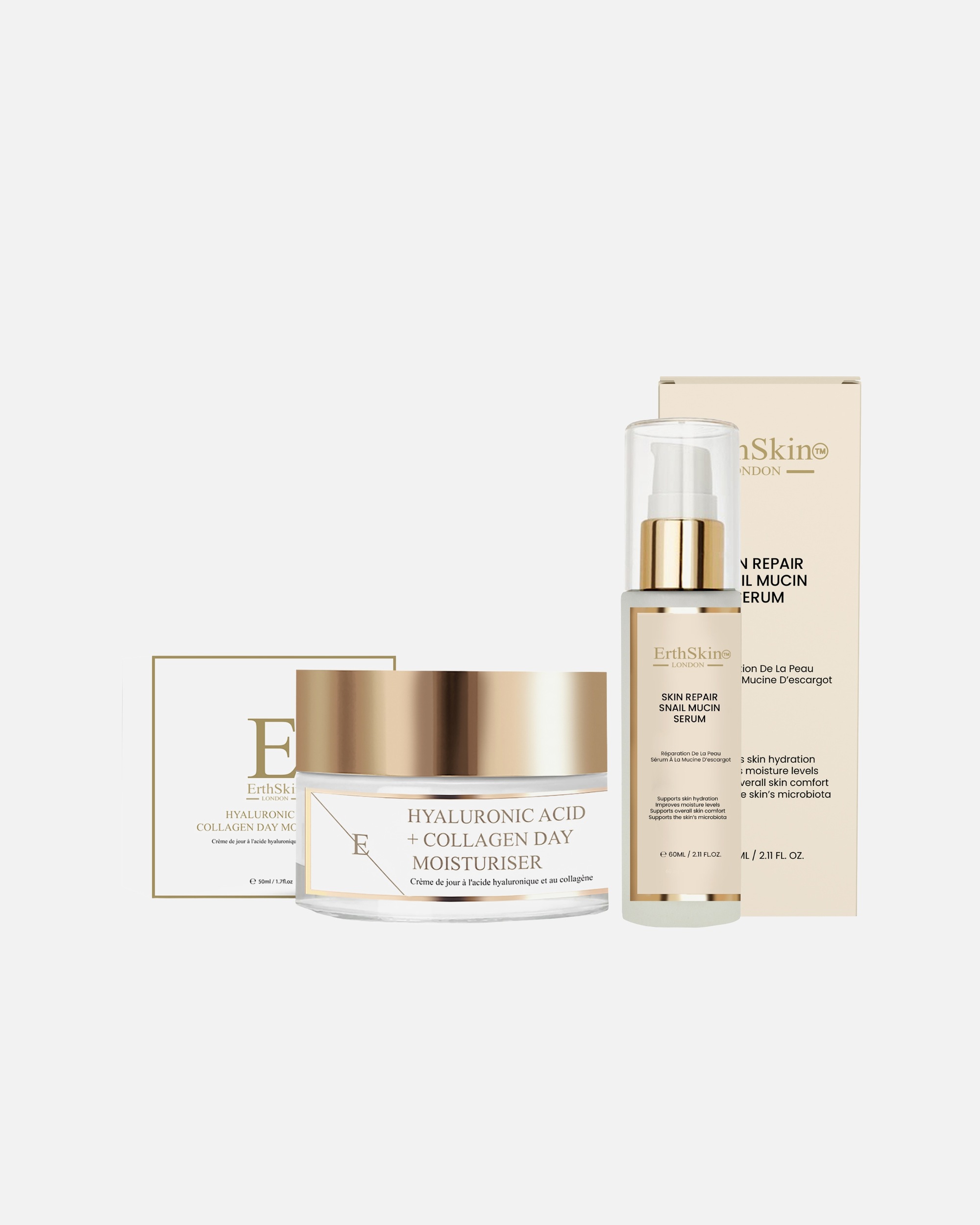 di Unisex ErthSkin London Siero riparatore alla bava di lumaca + crema giorno al collagene 1 pezzo