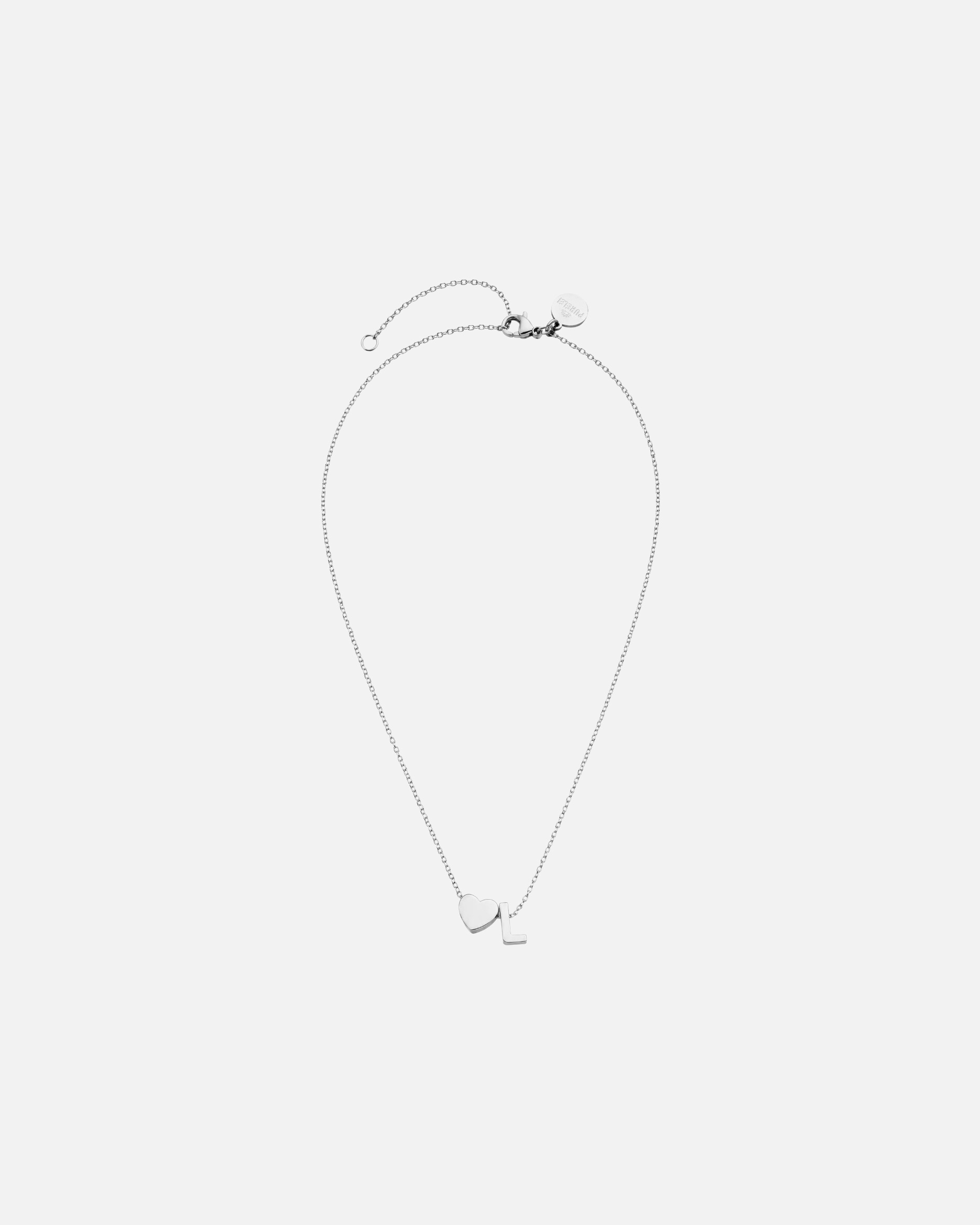 Collana di Unisex Purelei Letter Heart L Collana 100% acciaio inossidabile Argento