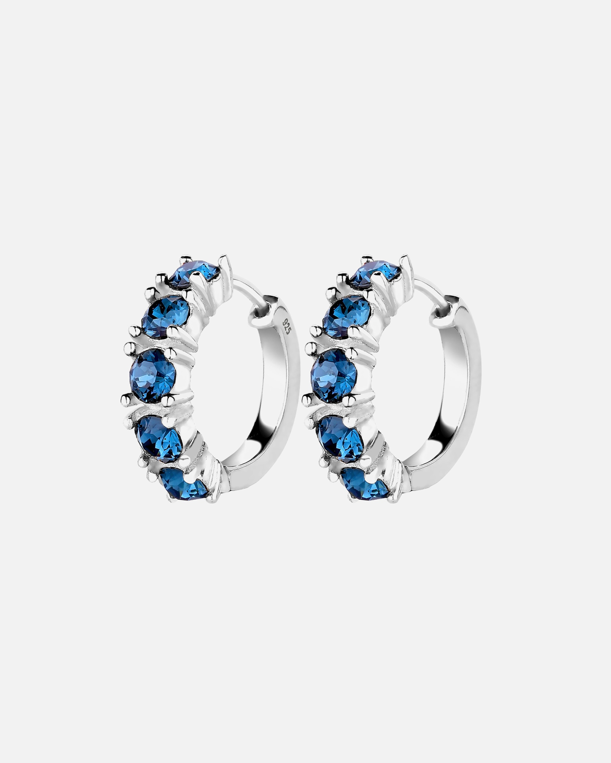 Orecchini di Femmina Elli Creoli con cristalli blu in Argento Sterling 925 Blu