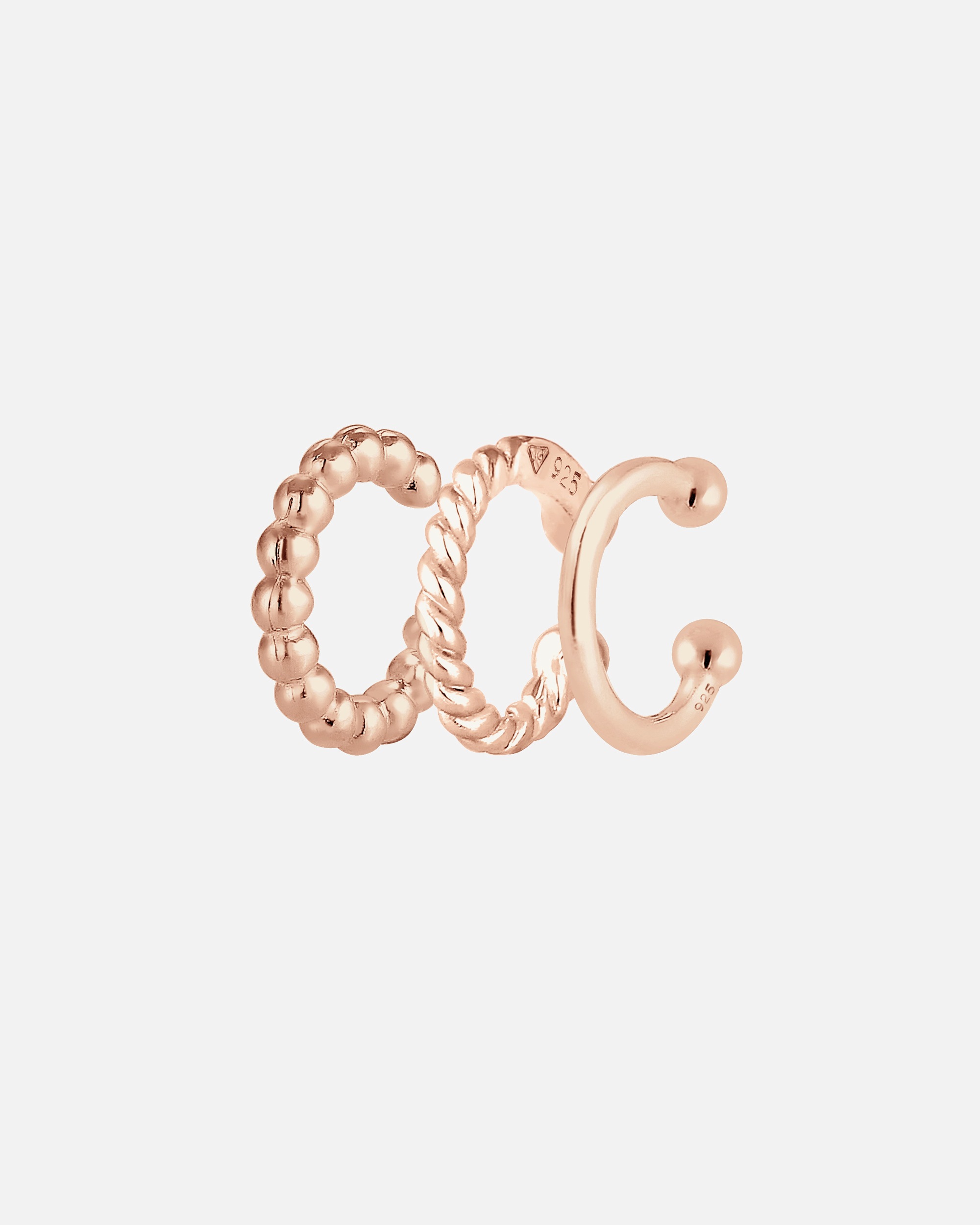 Ear Cuff di Femmina Elli Clip per Orecchio Set Geo Minimalista Look in Argento Sterling 925 rosefarben