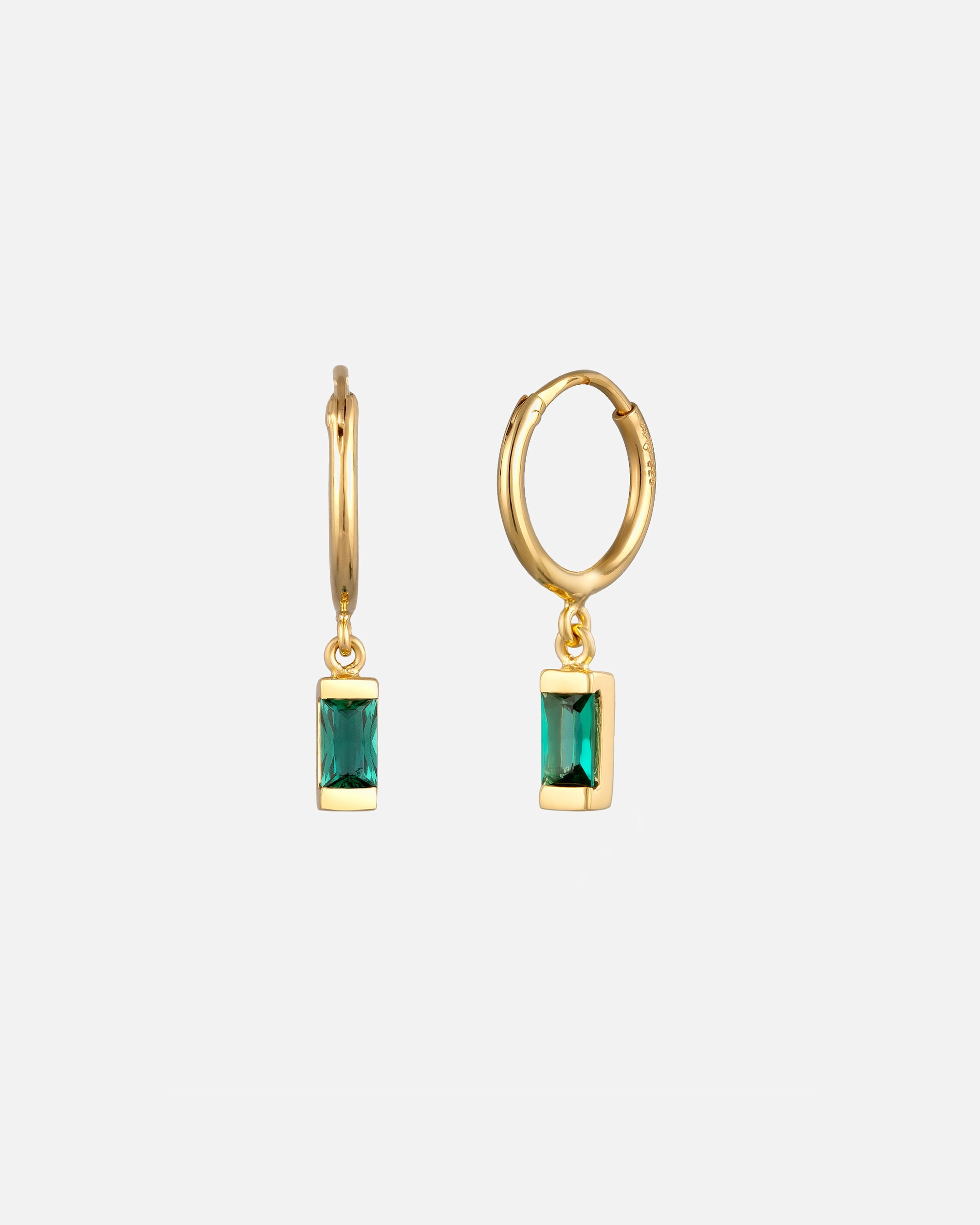 Orecchini di Femmina Elli PREMIUM Earring Creole rectangle Smeraldo Sintetico Verde 925 Sterling Silver Gold-plated goldfarben