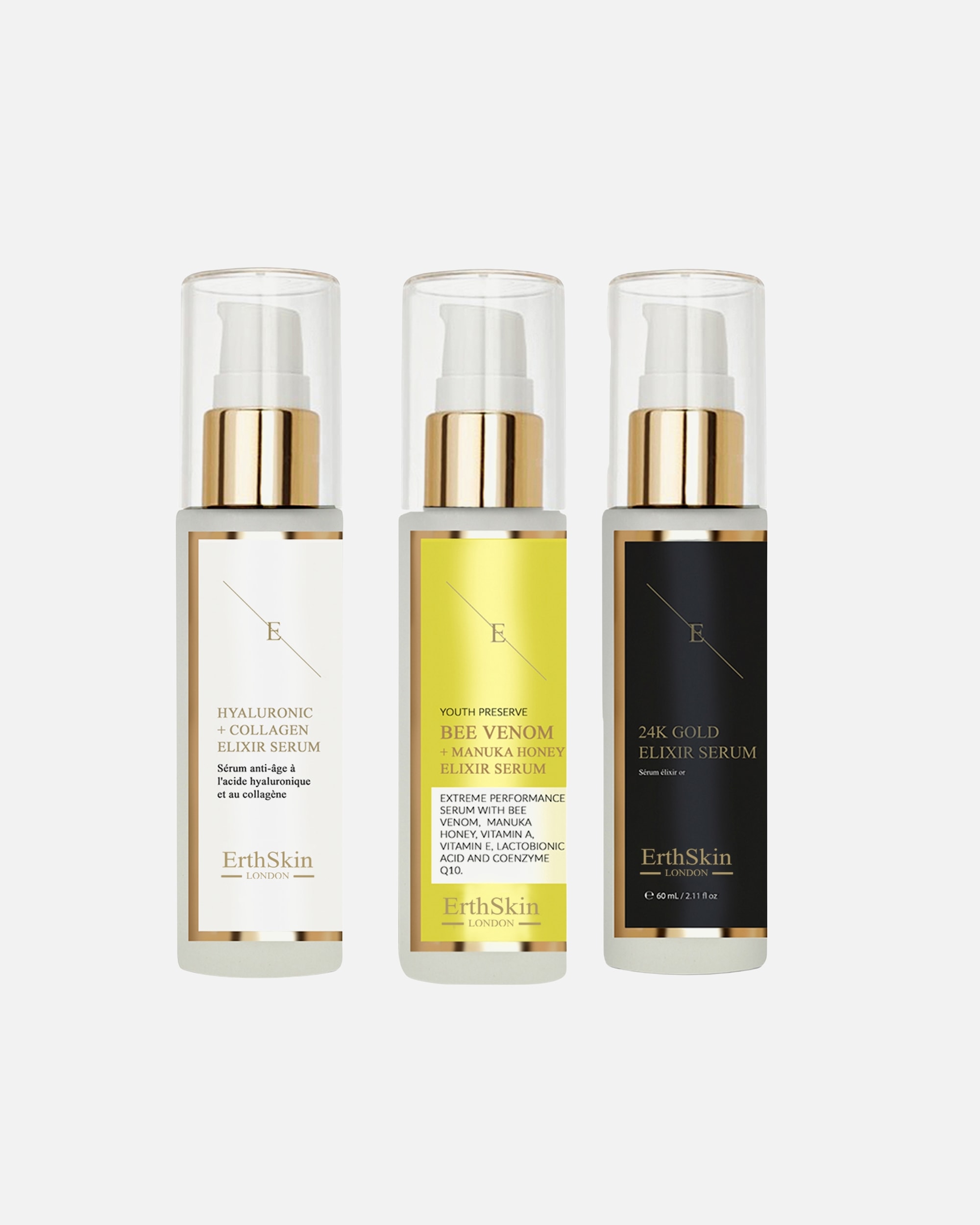 Set cura del viso di Femmina ErthSkin London Trio Ape + Collagene + 24K 1 pezzo