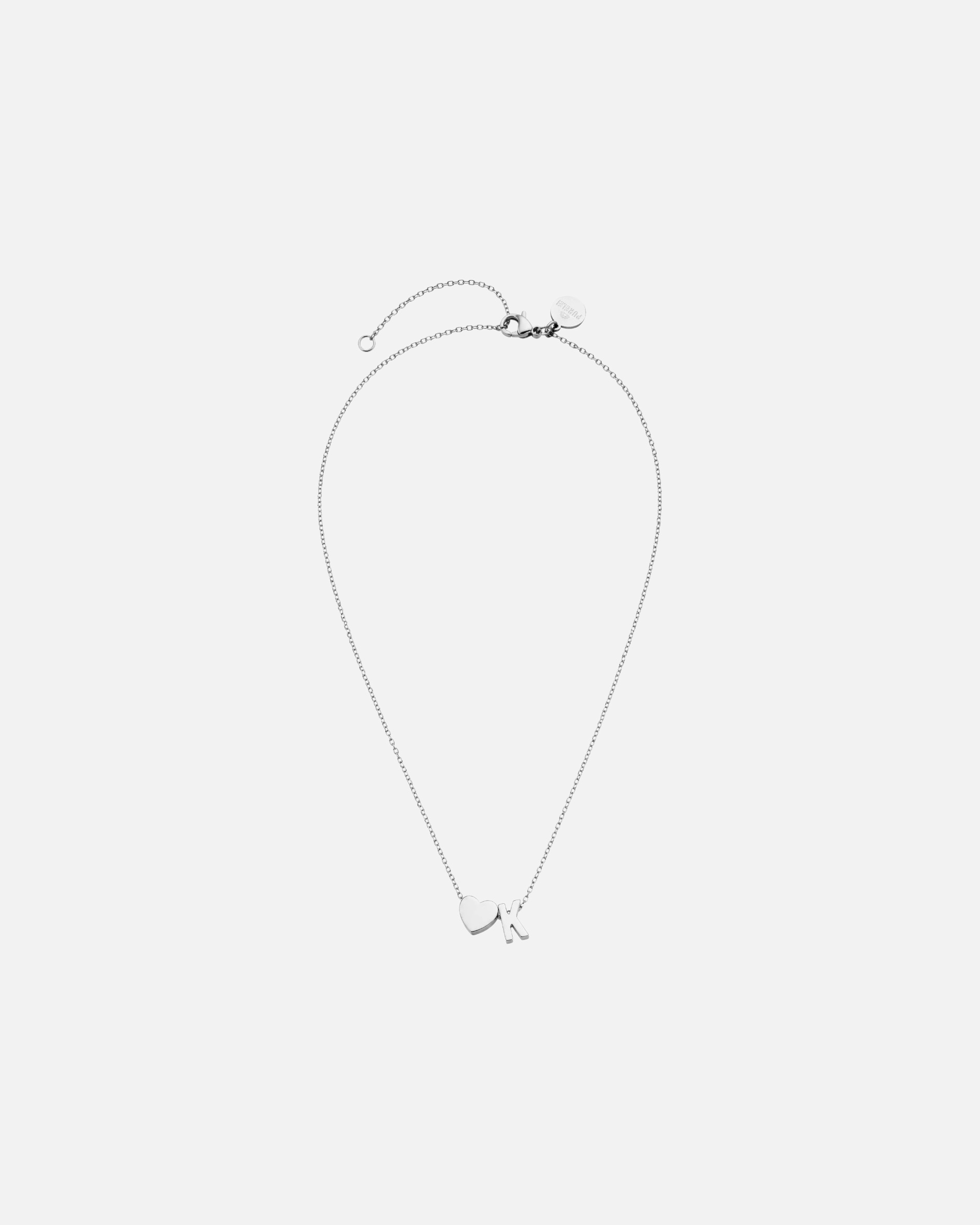 Collana di Unisex Purelei Letter Heart K Collana 100% acciaio inossidabile Argento
