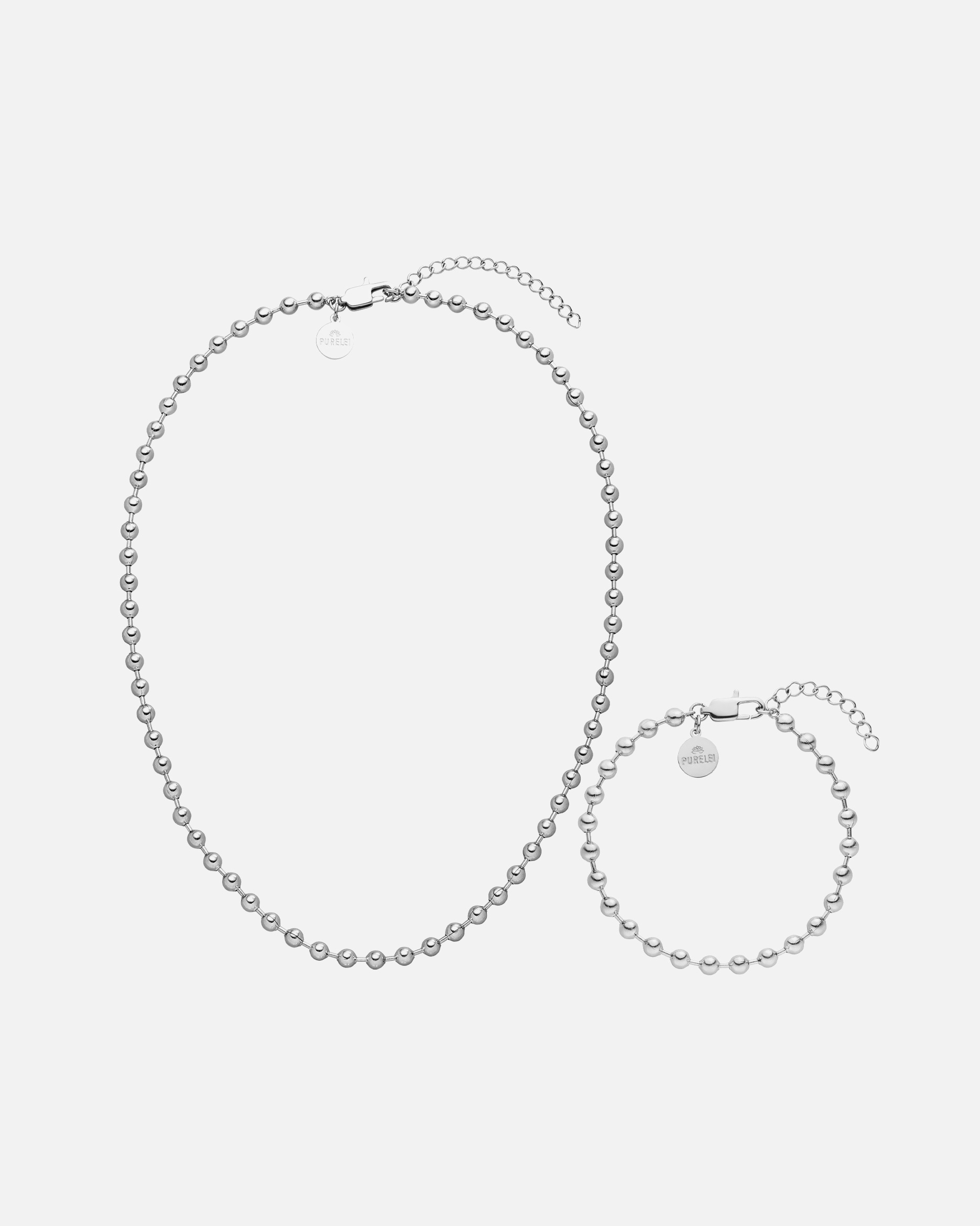 Set Gioielli di Unisex Purelei Bubbly Duo Collana e bracciale 100% acciaio inossidabile Argento
