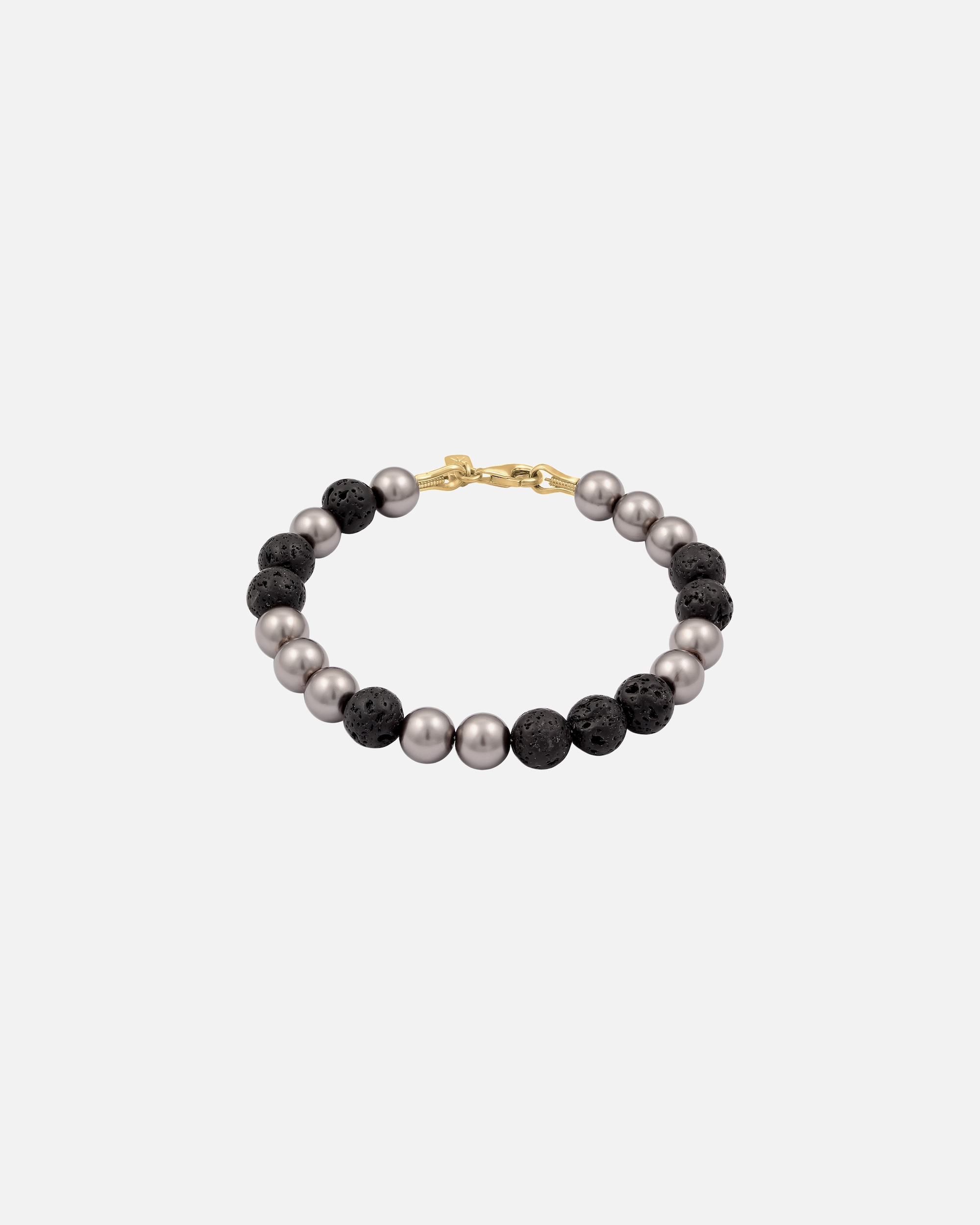 Braccialetto di Femmina KUZZOI Bracciale beads maschile Ball Lava Perla sintetica Grigio 925 Sterling Silver 19