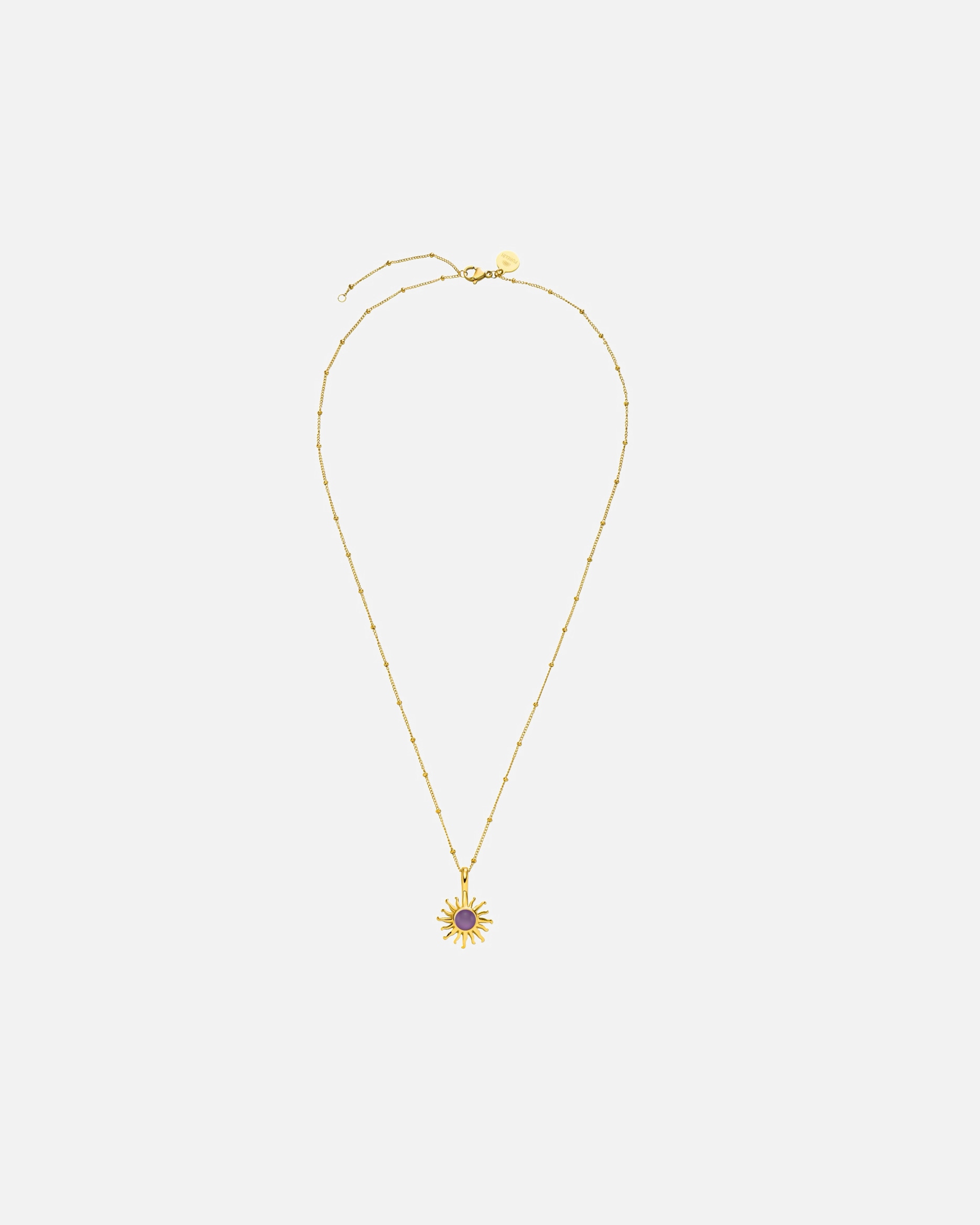 Collana di Unisex Purelei Sun Amethyst Collana 100% acciaio inossidabile Oro