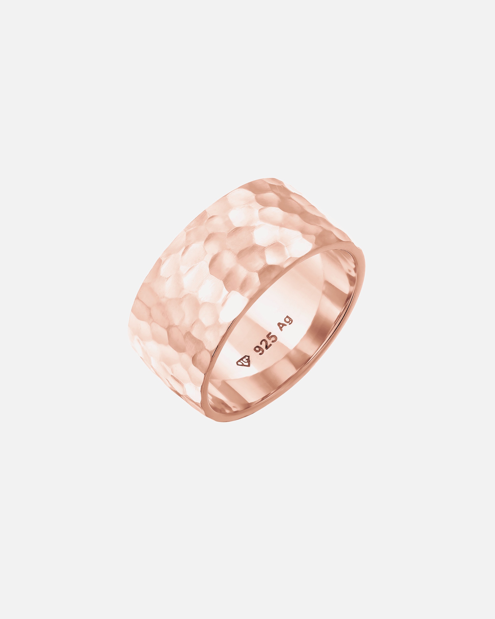 Anello di Femmina Elli Banda di Base Martellato in Argento Sterling 925 54