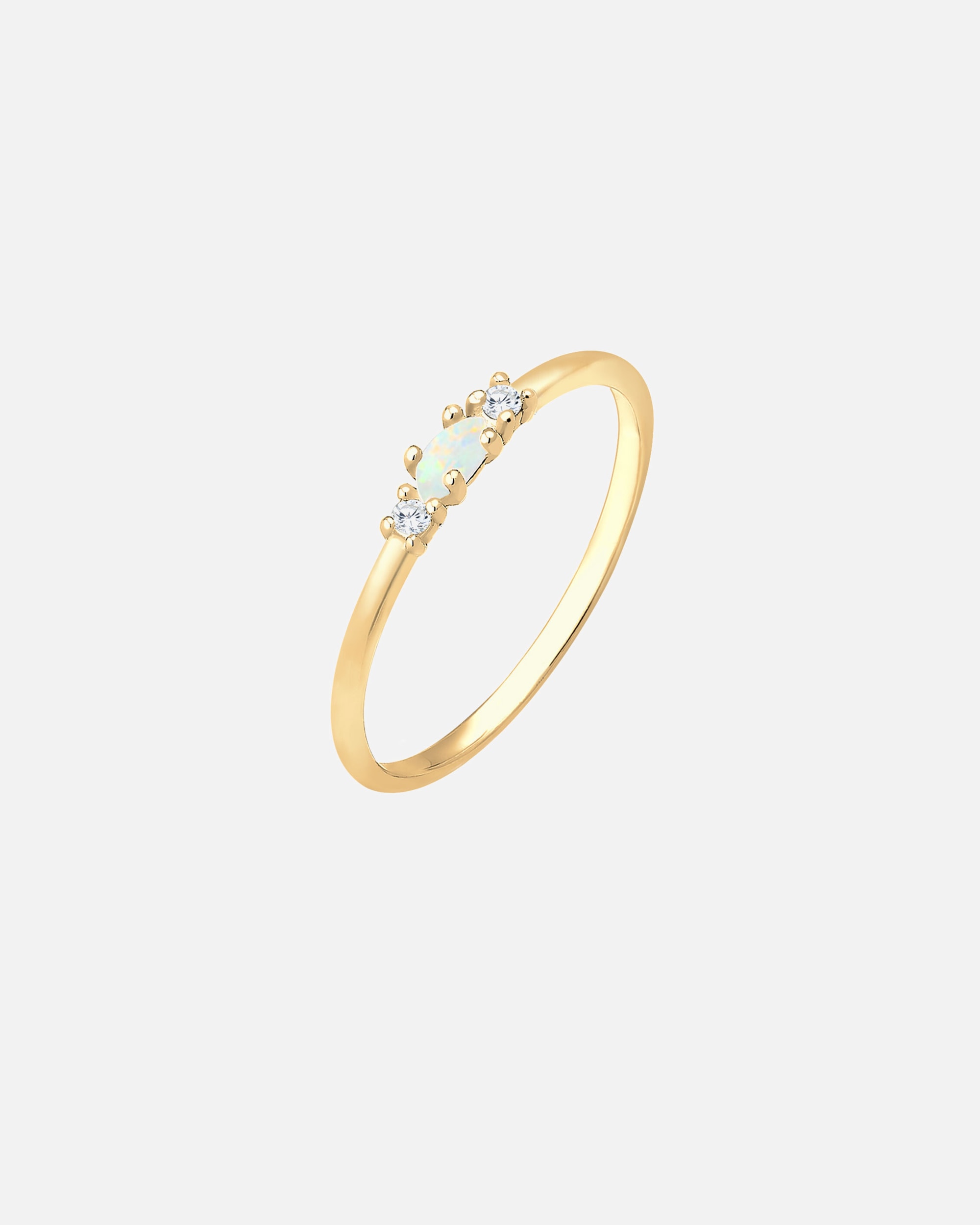 Anello di Femmina Elli Vintage con Cristalli di Zirconia e Opale in Argento Sterling 925 Placcato Oro 56