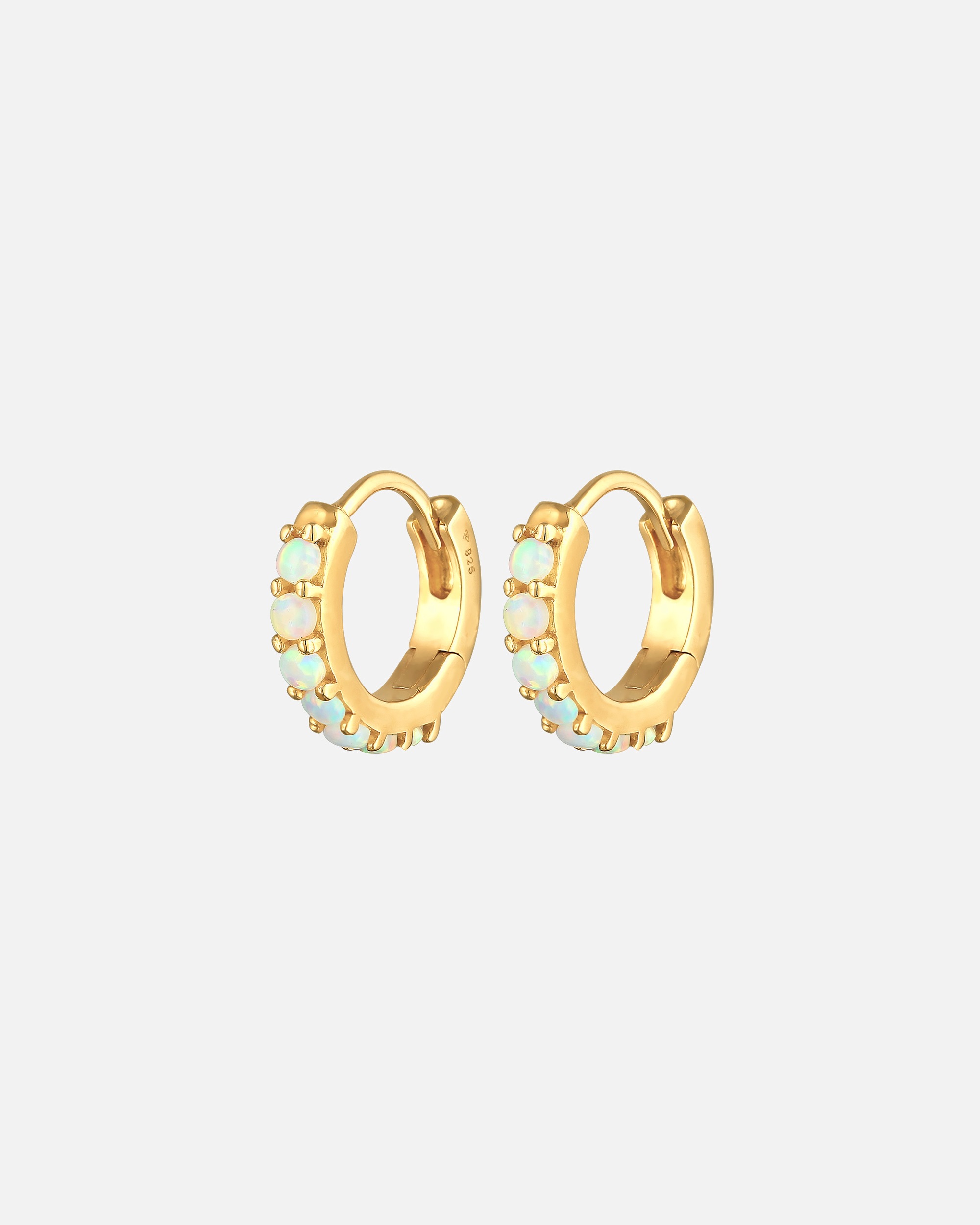 Orecchini a Cerchio di Femmina Elli Creoli classici elegante con opale sintetico in argento sterling 925 goldfarben