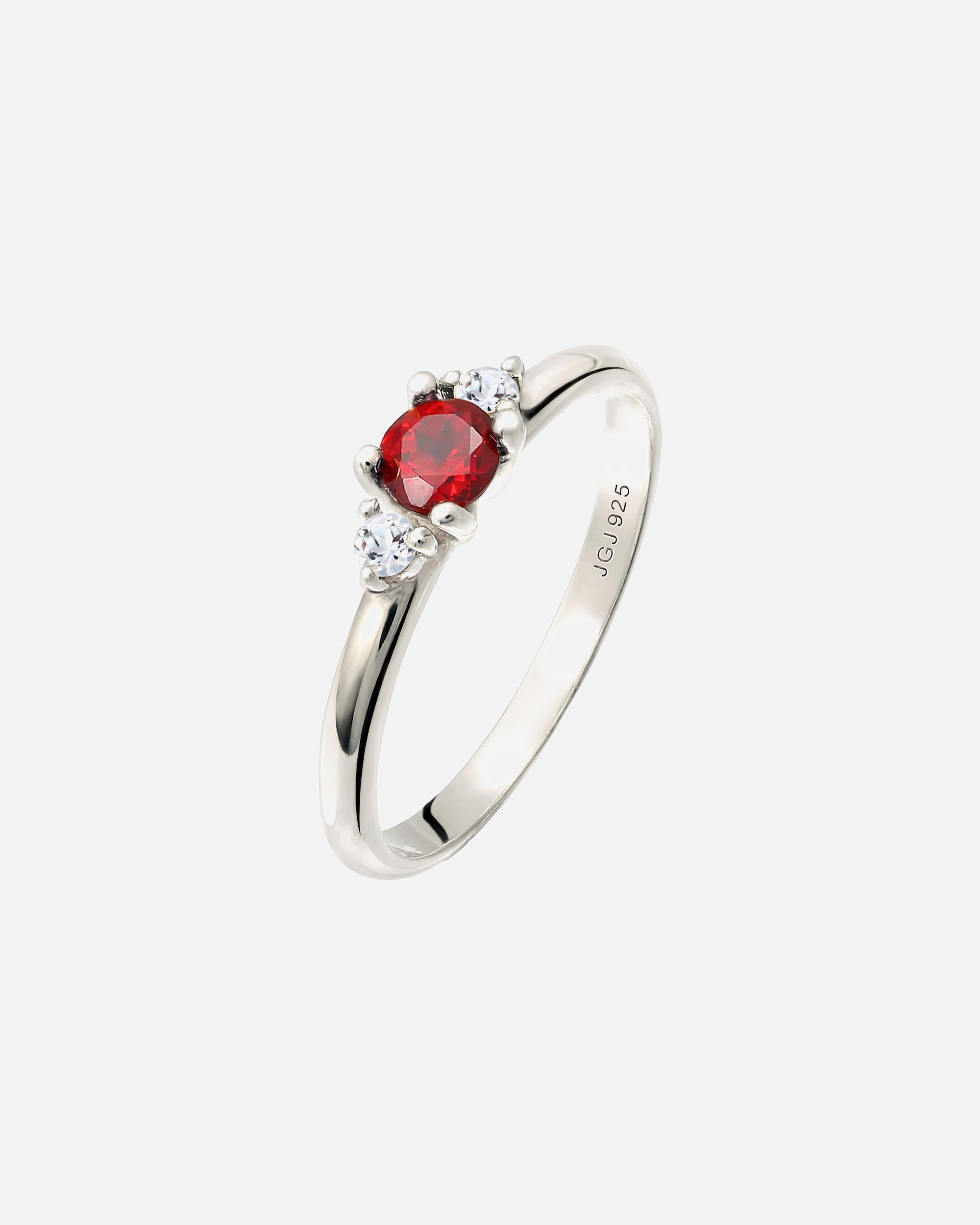 Anello di Femmina Elli PREMIUM Granat Topas Klassik Rund 925 Silber vergoldet 54