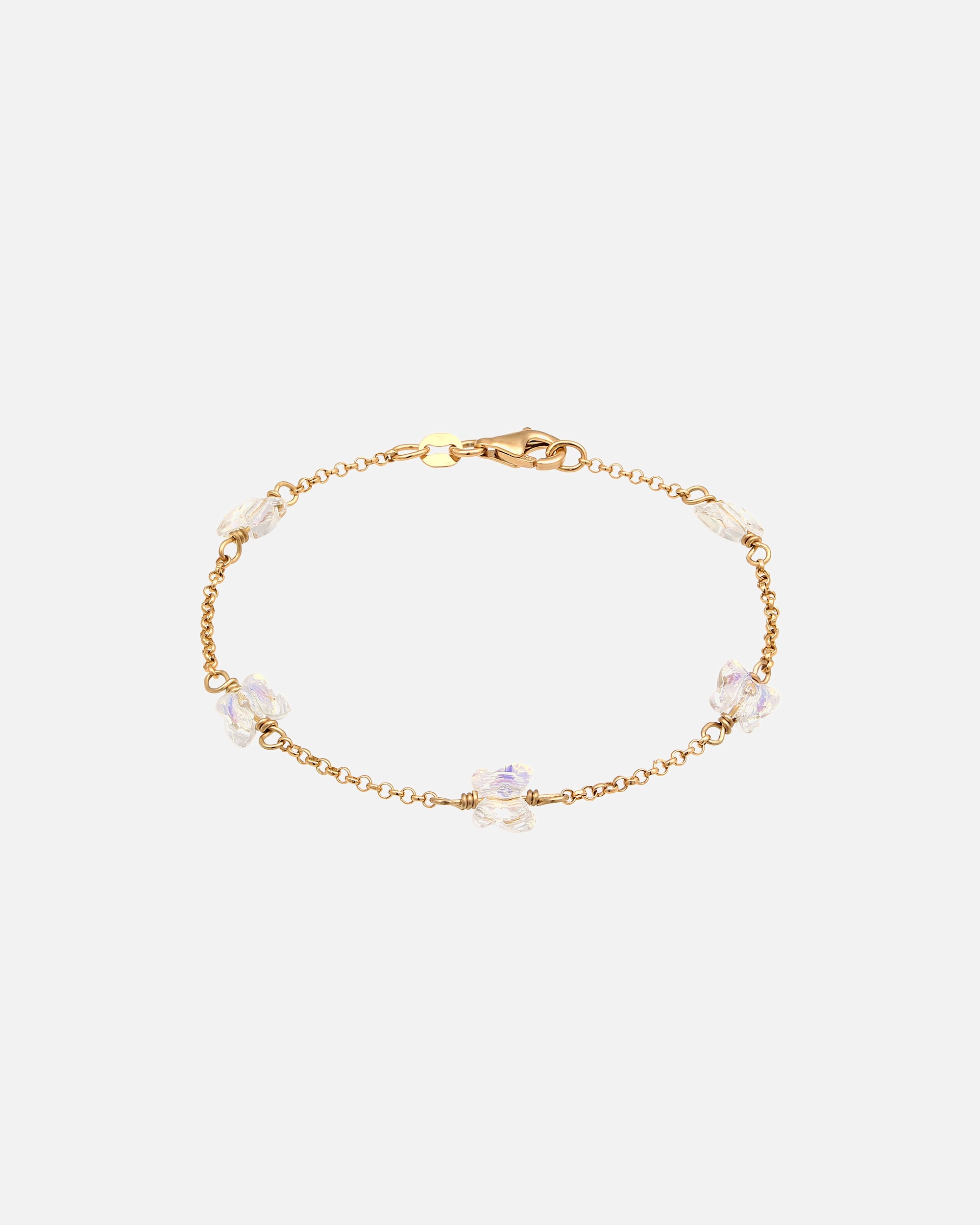 Braccialetto di Femmina Elli Braccialetto con perline Farfalla Cristalli di vetro Bianco 925 Sterling Silver Gold-plated 16