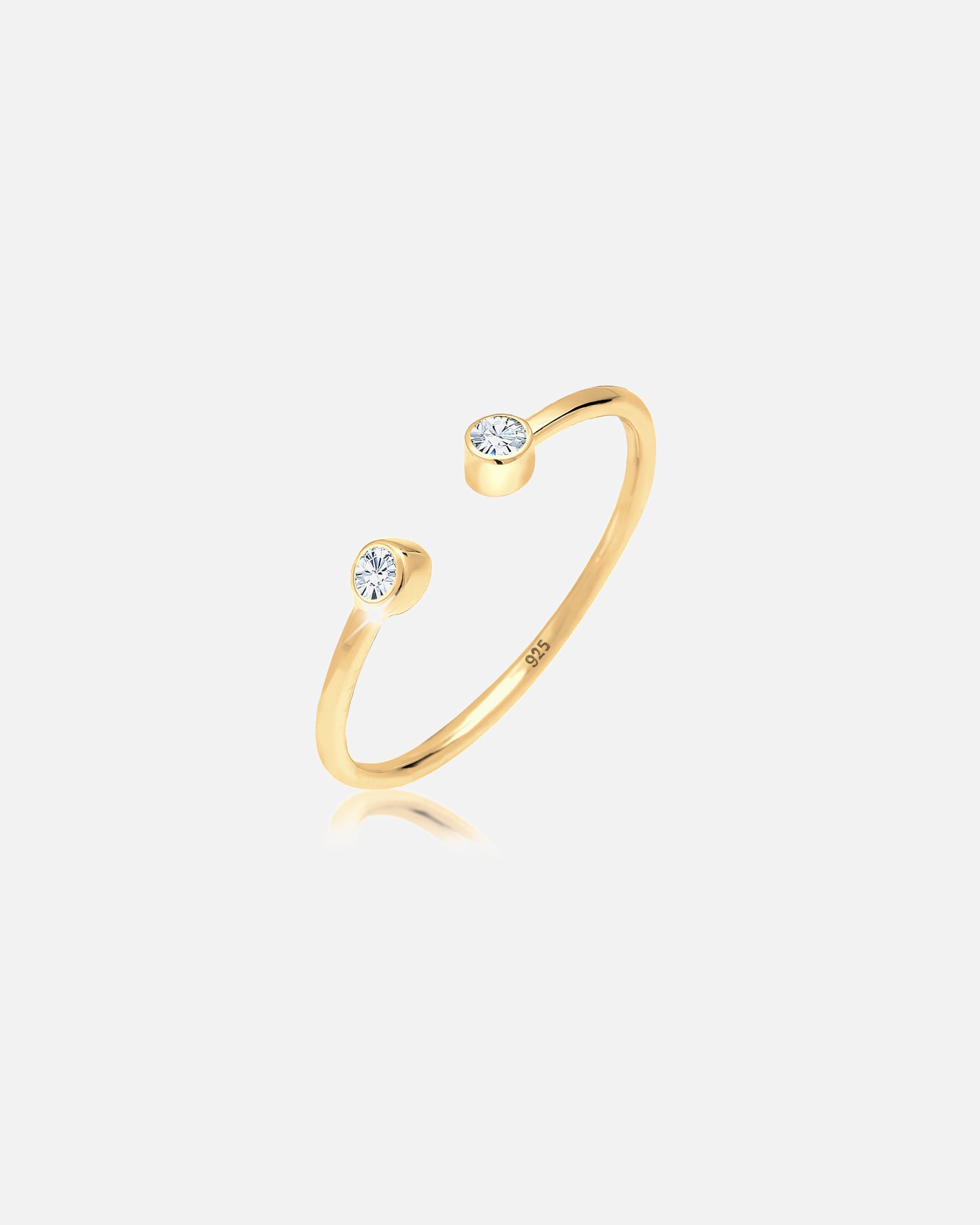 Anello di Femmina Elli Dichiarazione solitario con cristalli in Argento Sterling 925 goldfarben