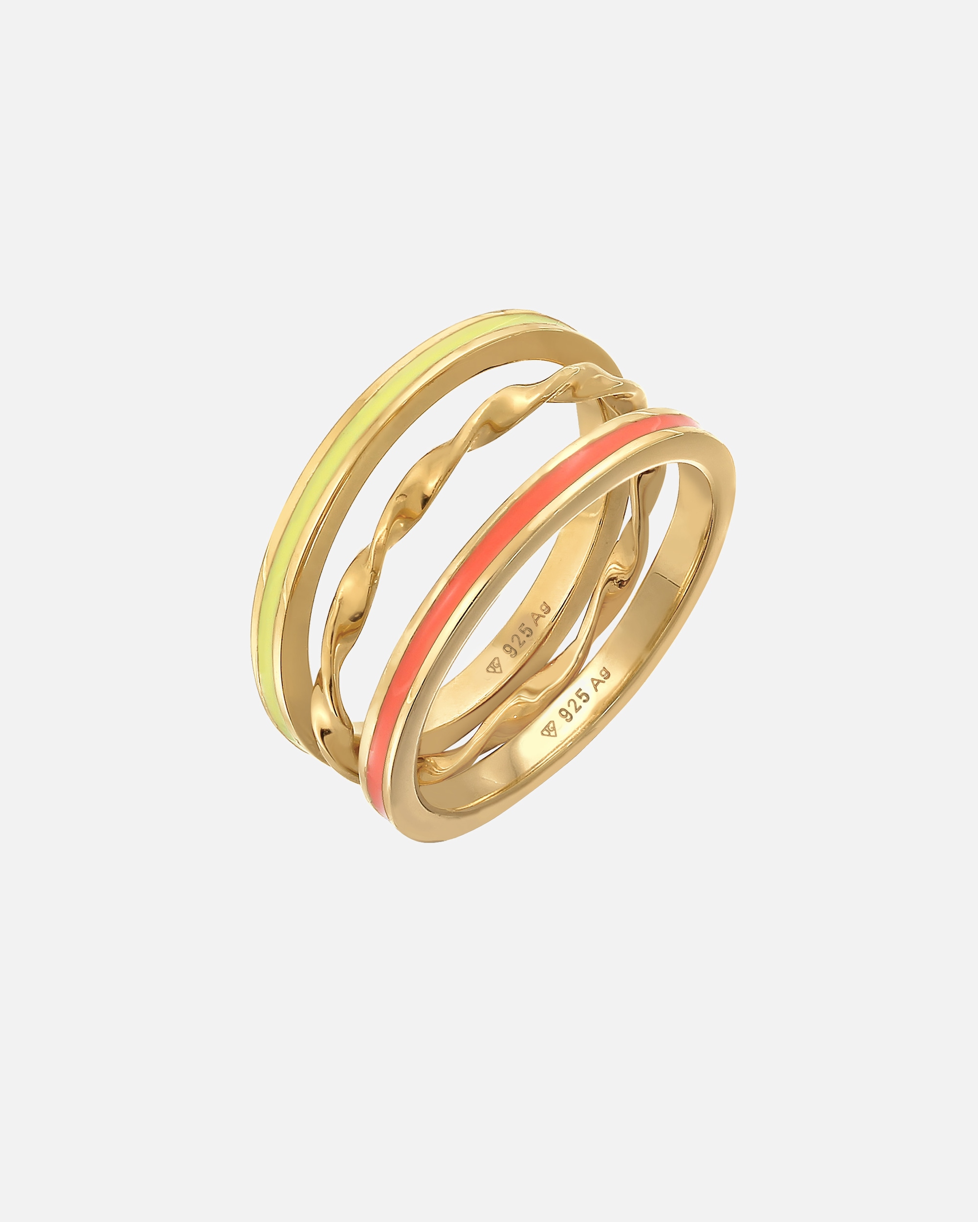 Anello di Femmina Elli di Base Trio Ritorto Set di 3 con Smalto Lilla in Argento Sterling 925 54