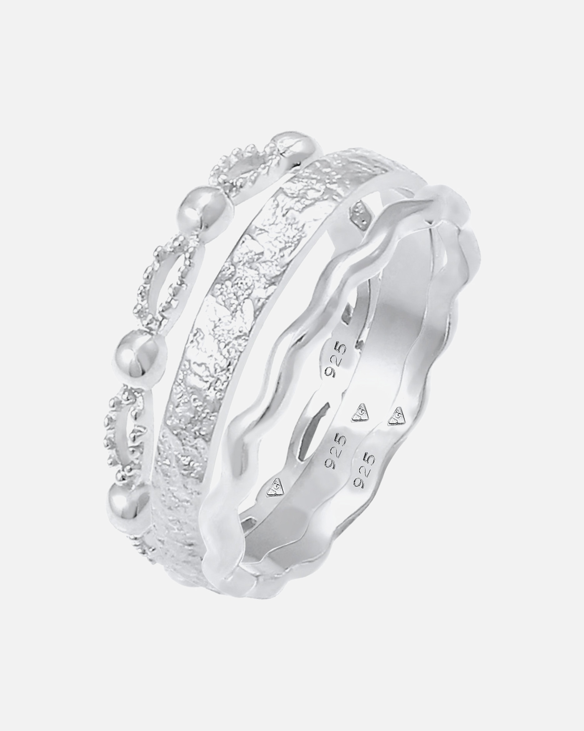 Anello di Femmina Elli Anello a fascia in Argento Sterling 925 onde sfere 52