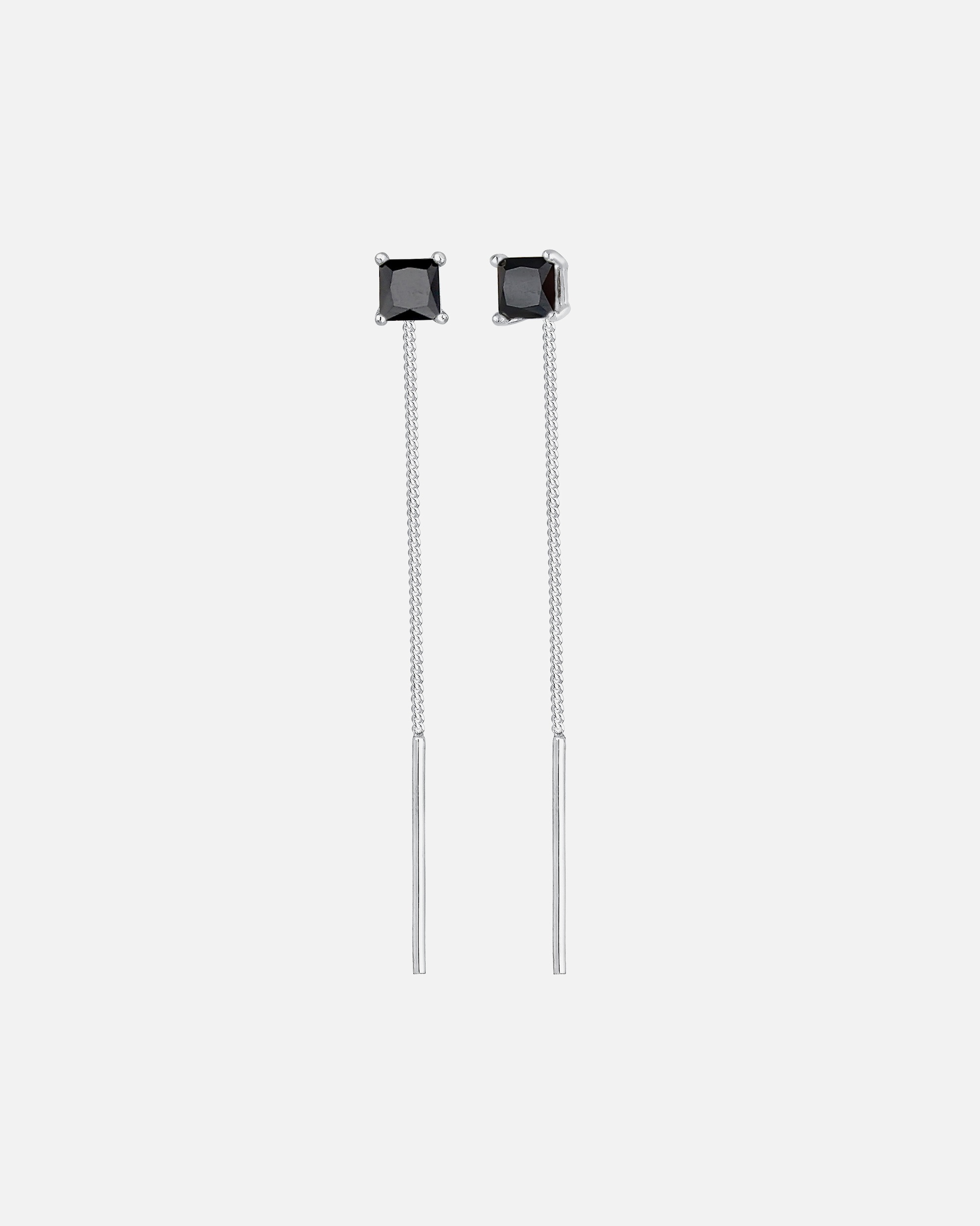 Orecchini di Femmina Elli Orecchini Pendenti Geo Minimale Pull Through con Cristalli di Zirconia in argento sterling 925 Nero
