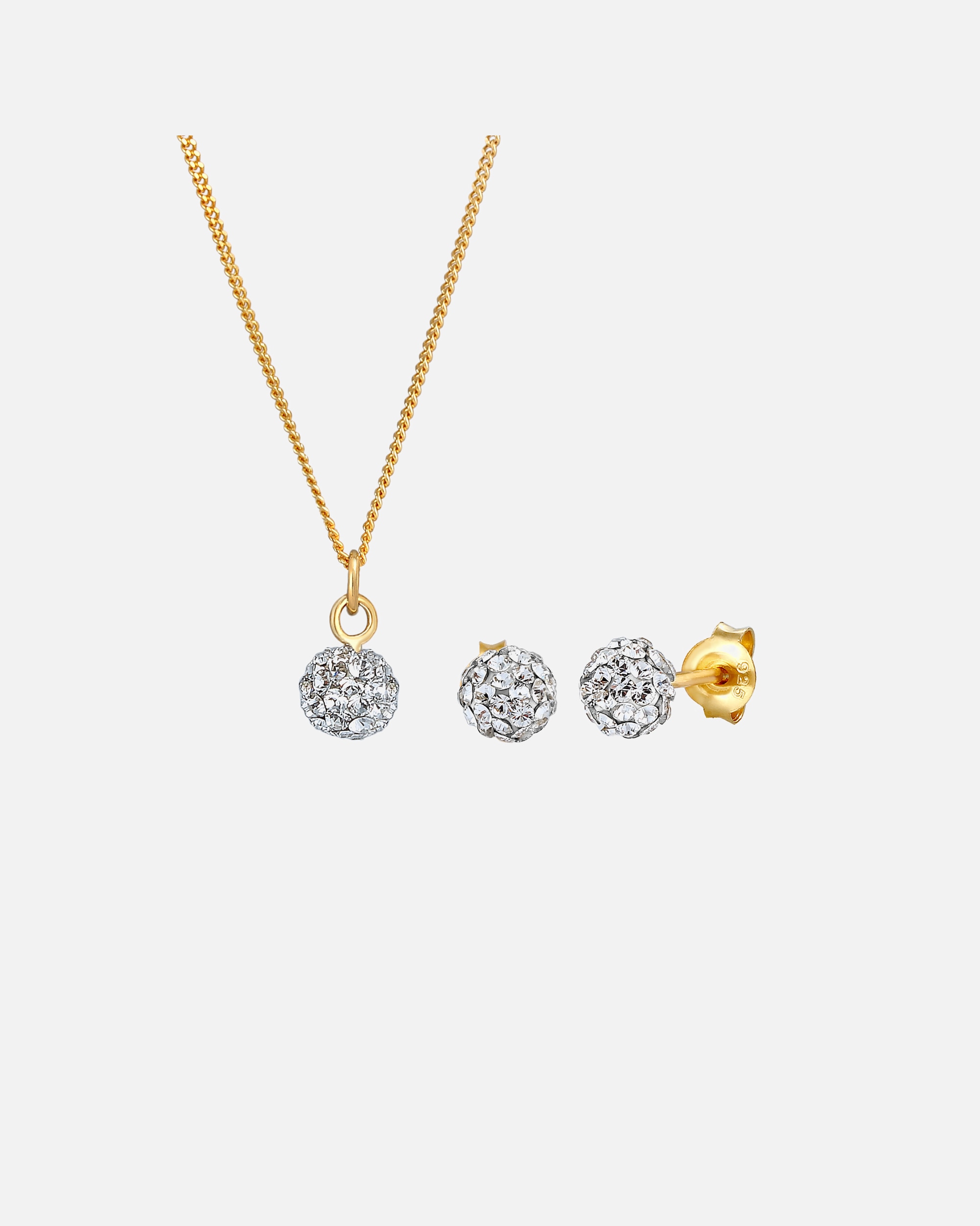Gioielleria di Femmina Elli Ciondolo Sfera Set Orecchini a Perno con Cristalli in Argento Sterling 925 golfarben