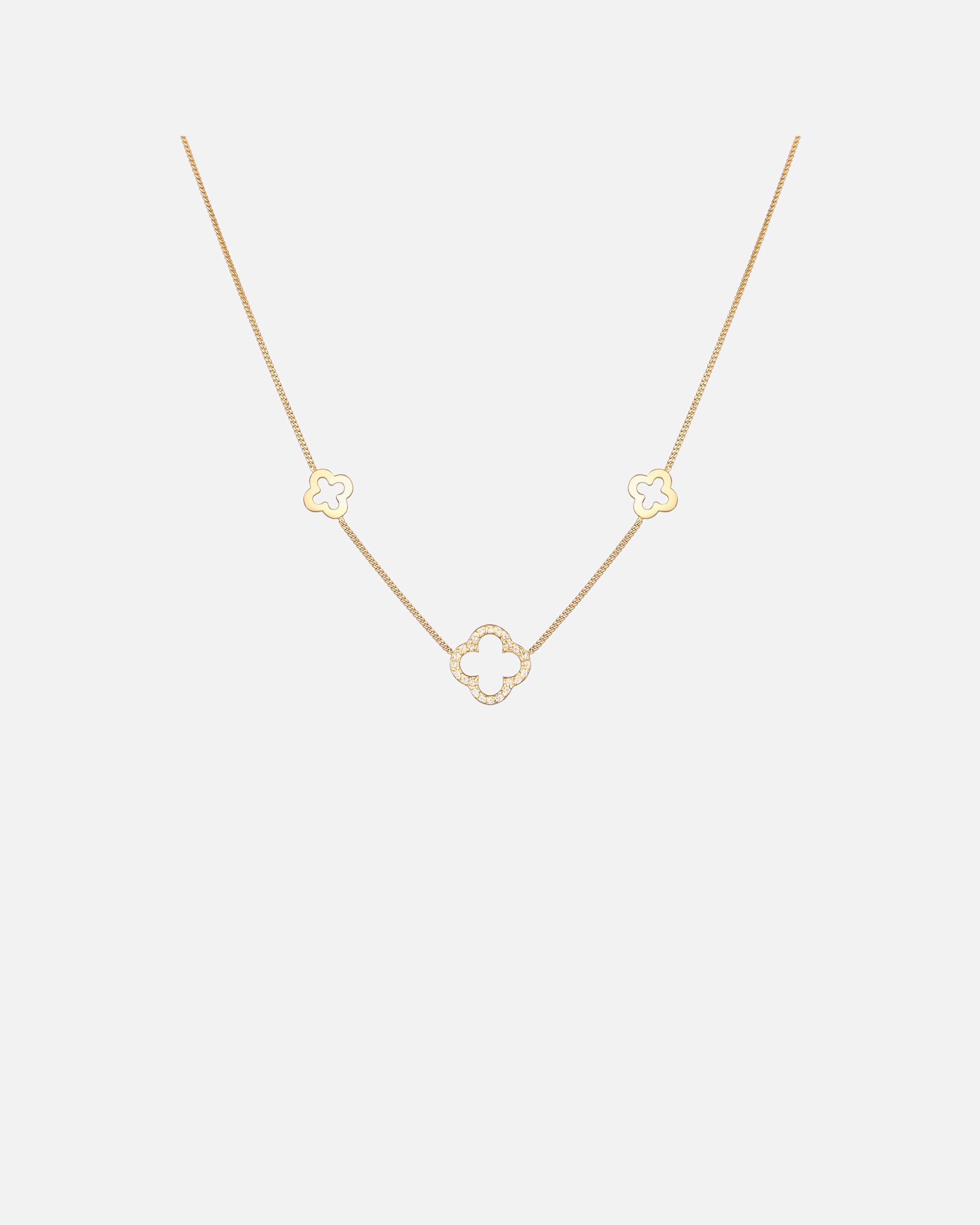 Collana di Femmina Elli Trifoglio simbolo di fortuna con zirconi in Argento Sterling 925 goldfarben