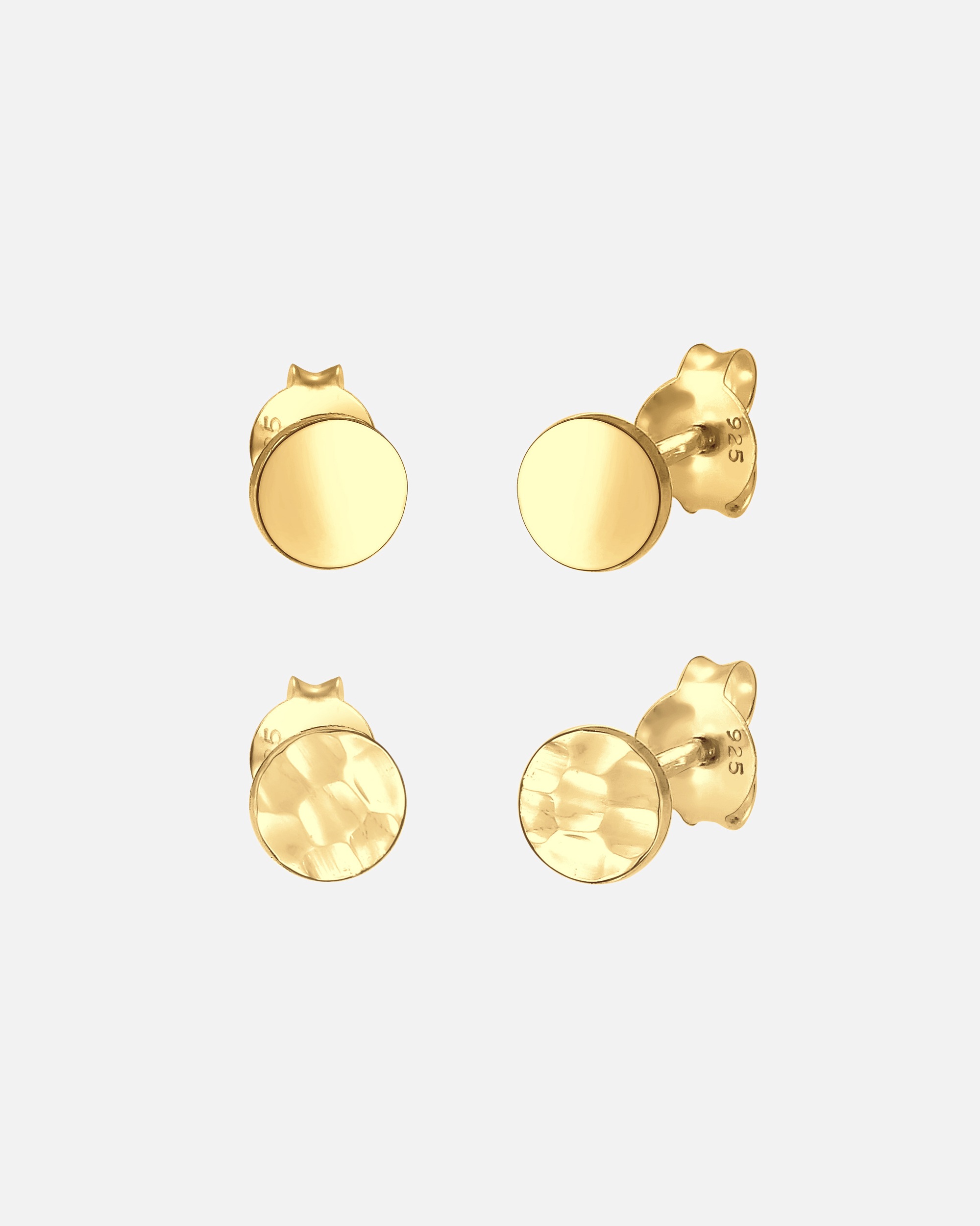 Orecchini di Femmina Elli Orecchini a Perno Set di 2 Martellato Lucido in Argento Sterling 925 goldfarben