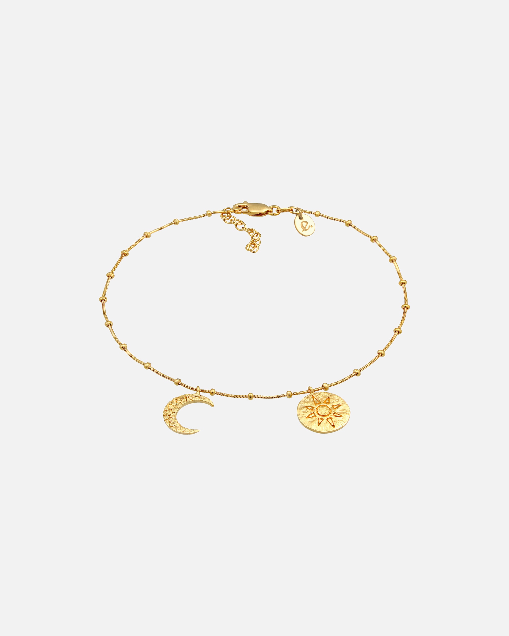 Braccialetto di Femmina Sol Luna Blogger regolabile in argento sterling 925 placcato oro goldfarben