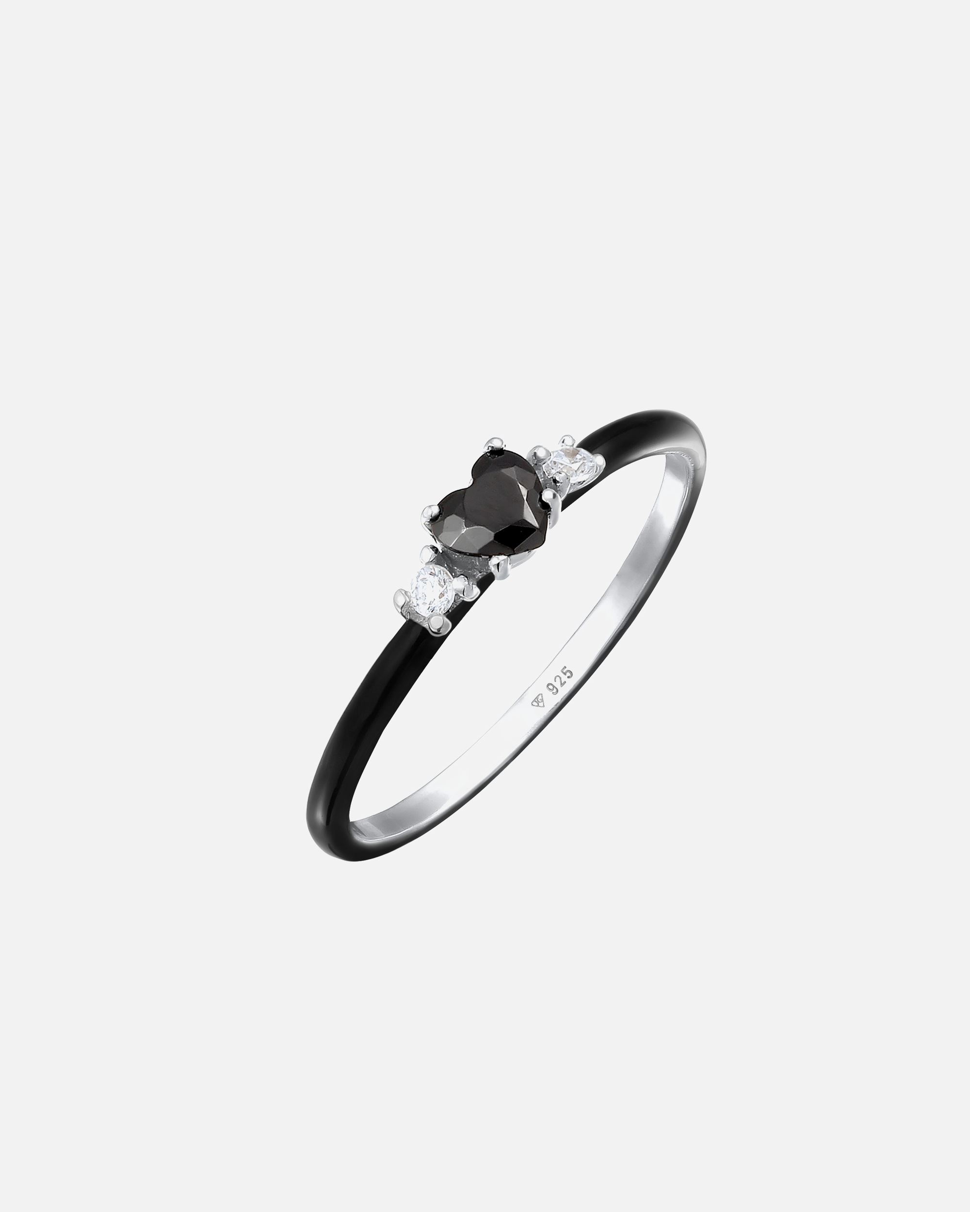 Anello di Femmina Elli Anello Cuore Zirconia Nero 925 Sterling Silver 58