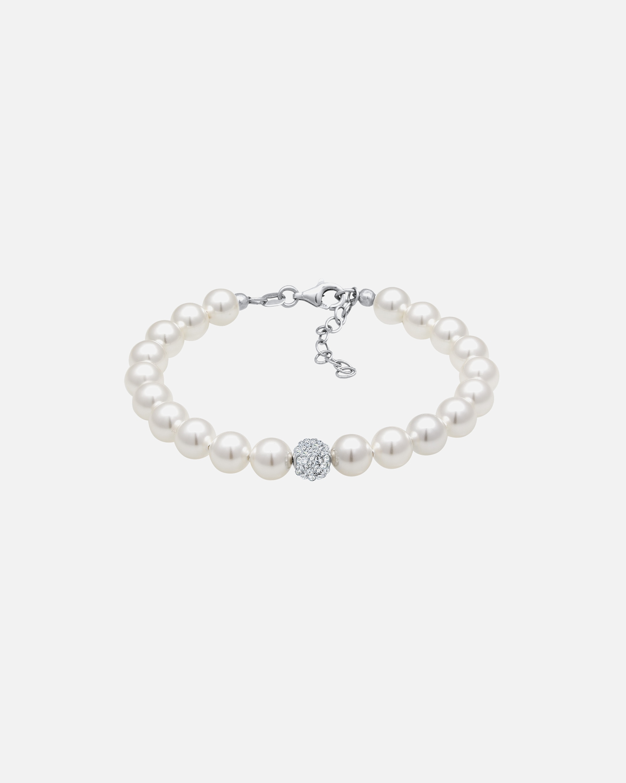 Braccialetto di Femmina Elli Elegante con Perle Sintetiche e Cristalli in Argento Sterling 925 18