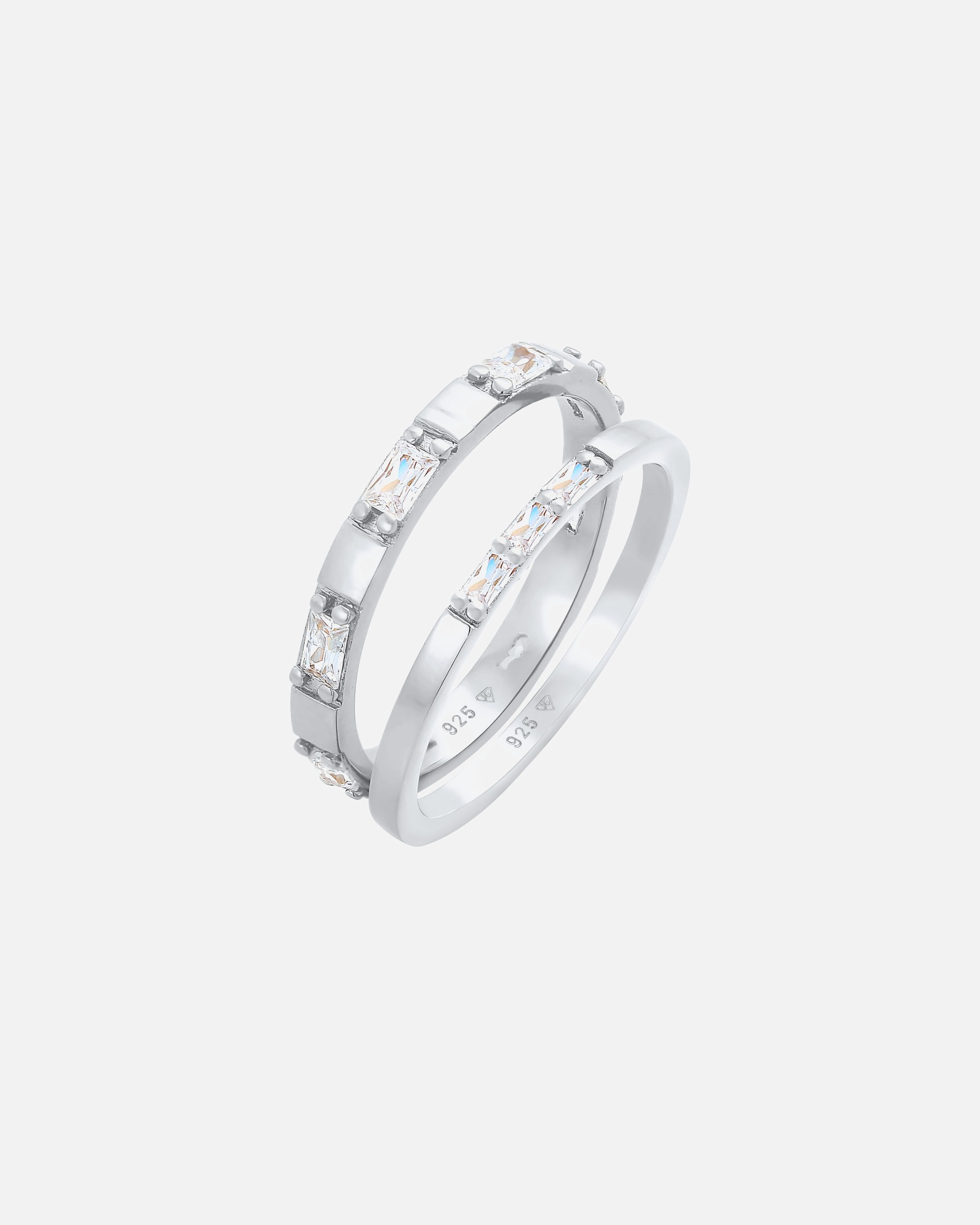 Anello di Femmina Elli Anello a fascia Duo Baguette Cut scintillante con cristalli Cubic Zirconia in argento sterling 925 52