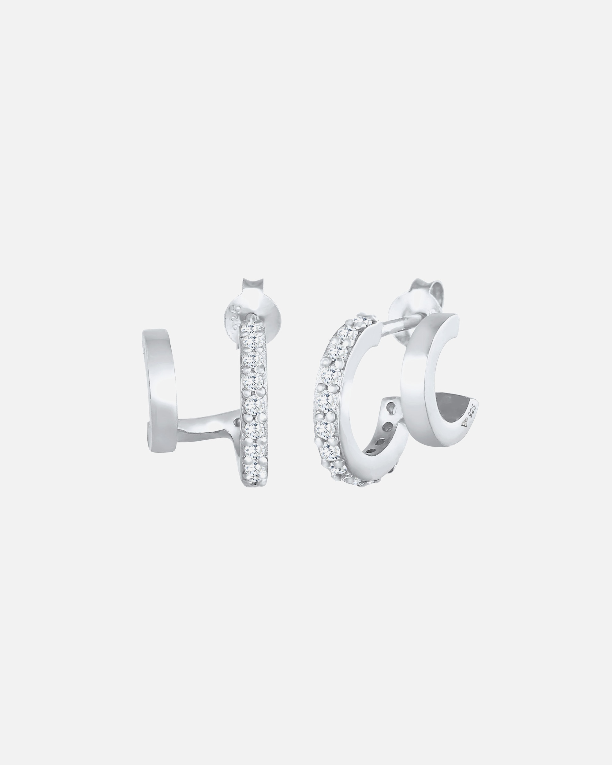 Orecchini di Femmina Elli Creolo Orecchini a perno doppio trend con zircone in argento sterling 925 silberfarben