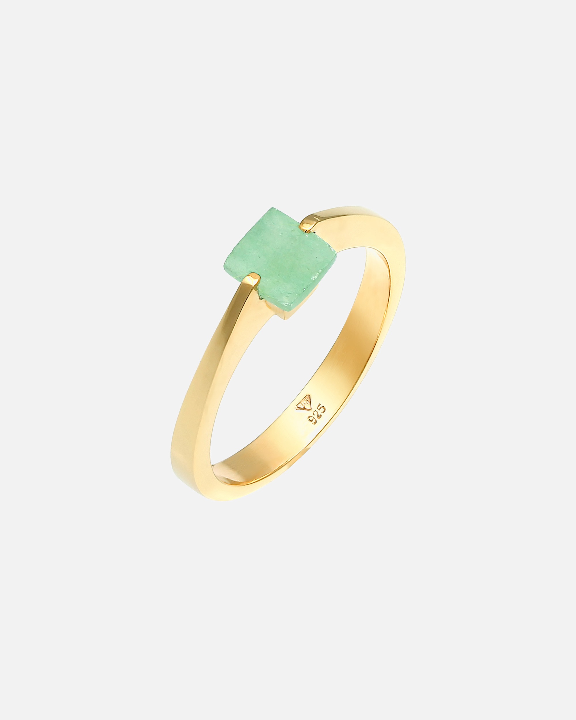 Anello di Femmina Elli PREMIUM Piramide classica elegante con pietra preziosa di giada in Argento Sterling 925 placcato oro 60