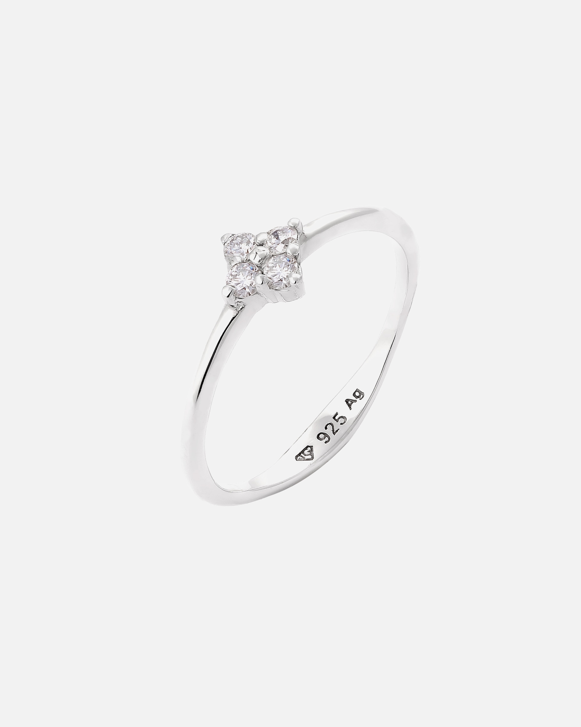 Anello di Femmina Elli DIAMONDS Anello Fiore Diamante Sintetico Bianco Taglio Brillante (0.14 ct) 925 Sterling Silver 52